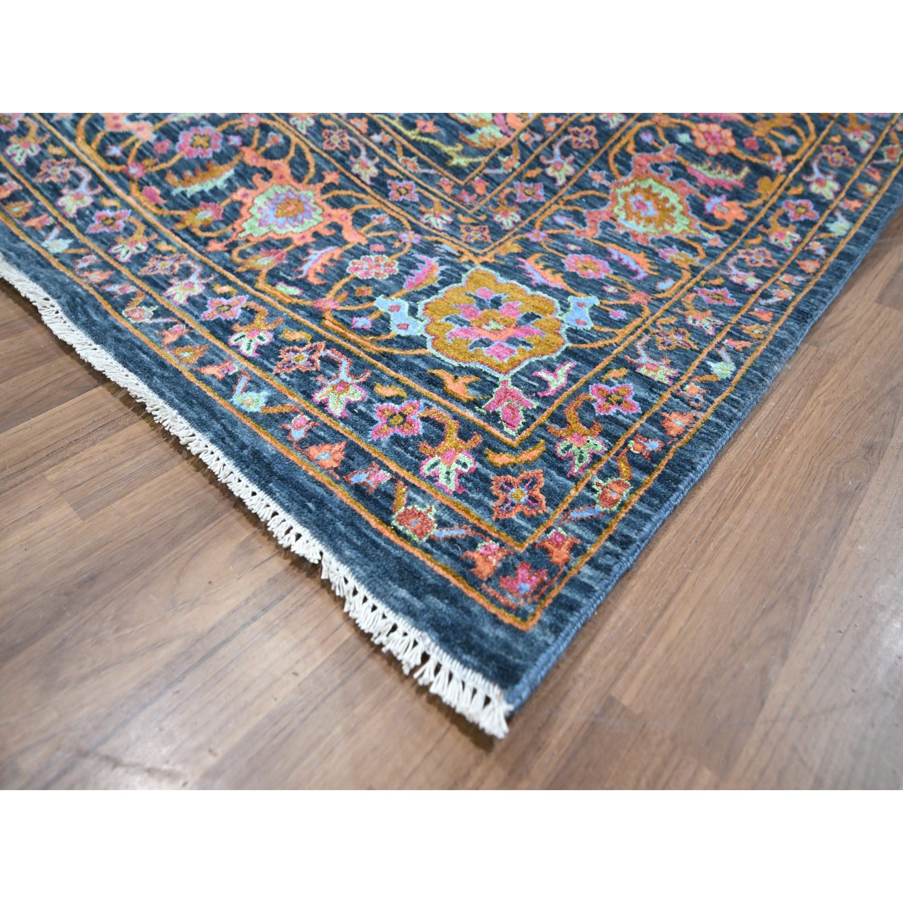 8'x10'2" Imperial Blue, Colorful All Over Tabriz Design, Wool & Silk, Hand Knotted, Oriental Rug Sh76315