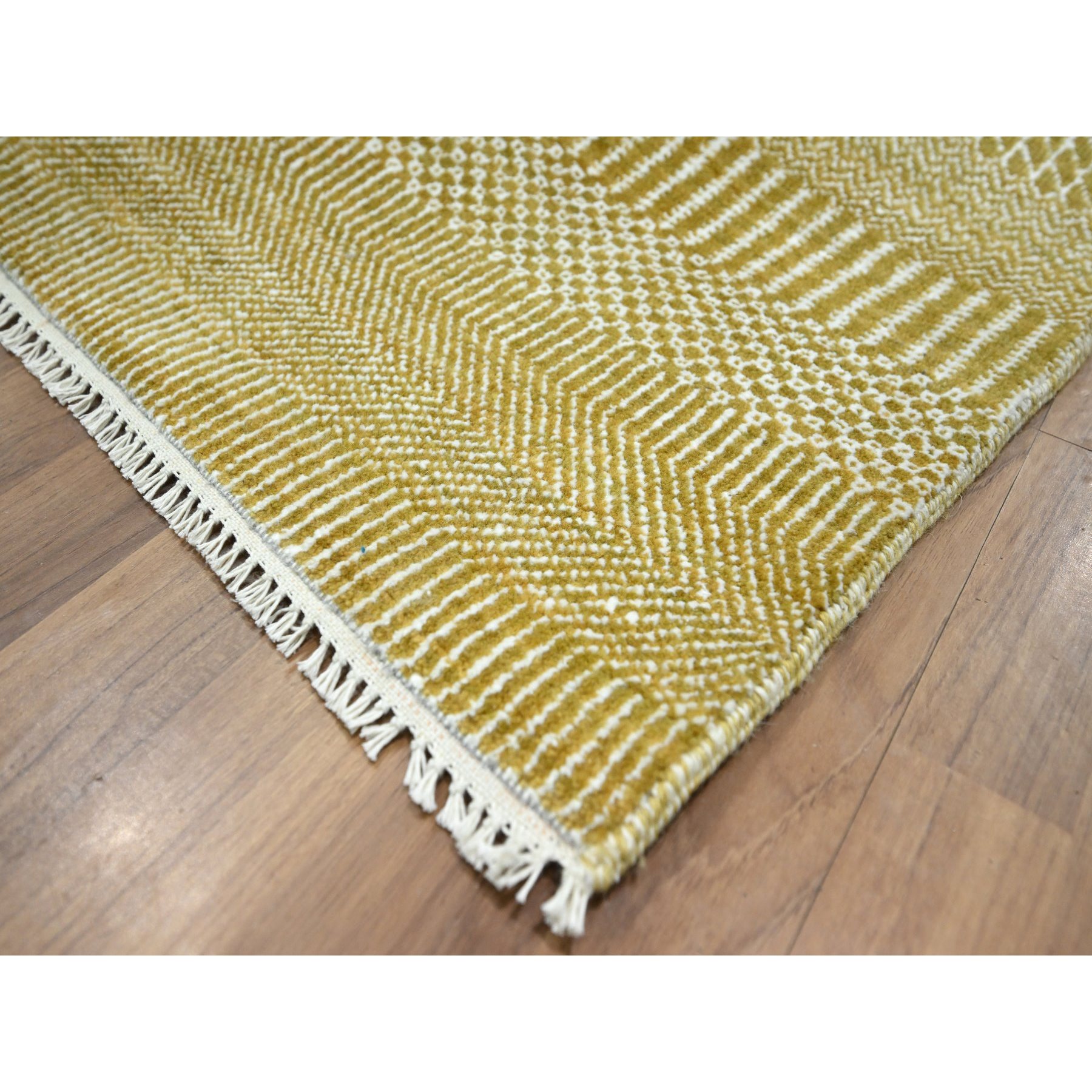 9'x12'3" Cumin Brown, Modern Grass Design, Hand Knotted, Borderless, Tone on Tone, Denser Weave, Wool and Silk, Lush and Plush, Oriental Rug Sh76327