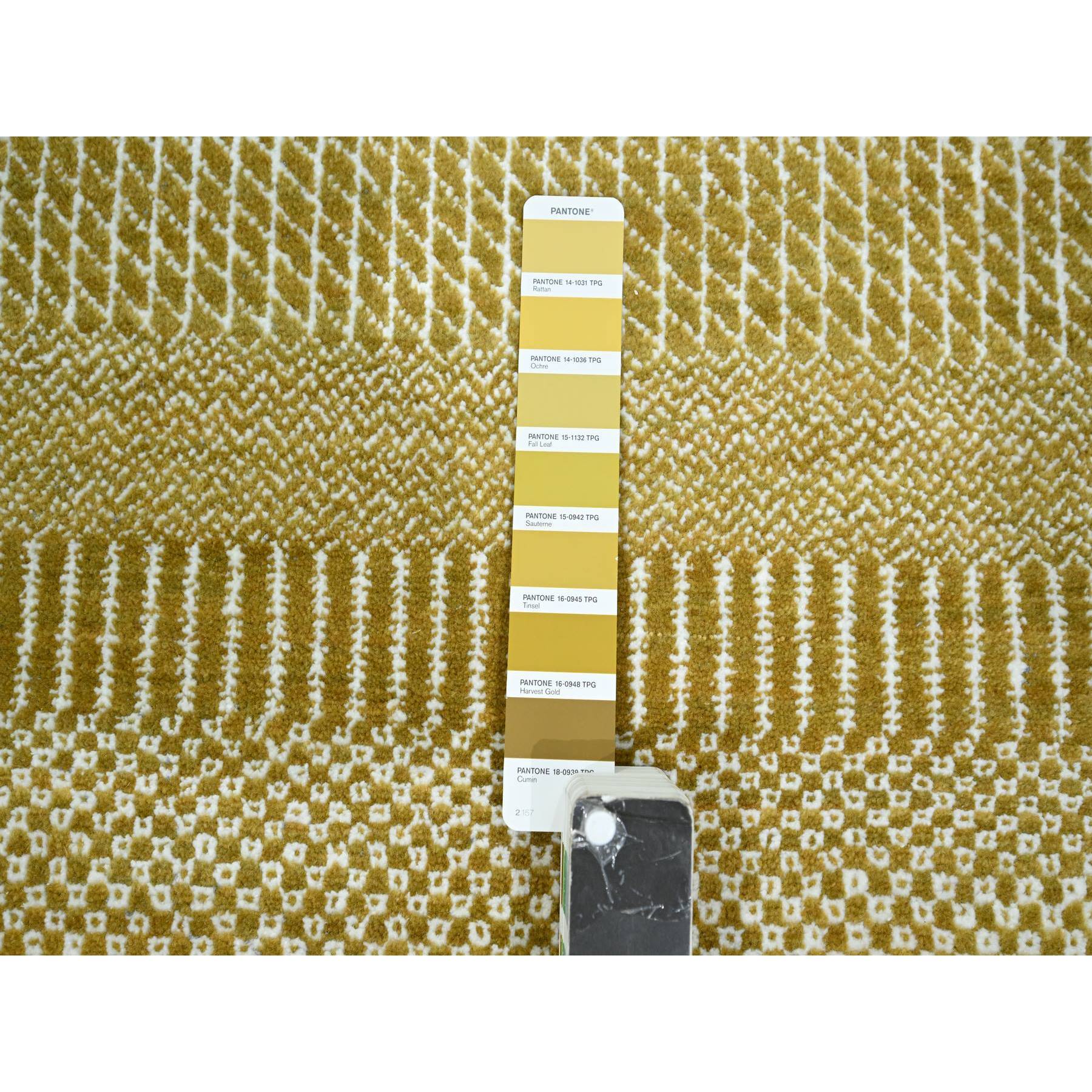9'x12'3" Cumin Brown, Modern Grass Design, Hand Knotted, Borderless, Tone on Tone, Denser Weave, Wool and Silk, Lush and Plush, Oriental Rug Sh76327