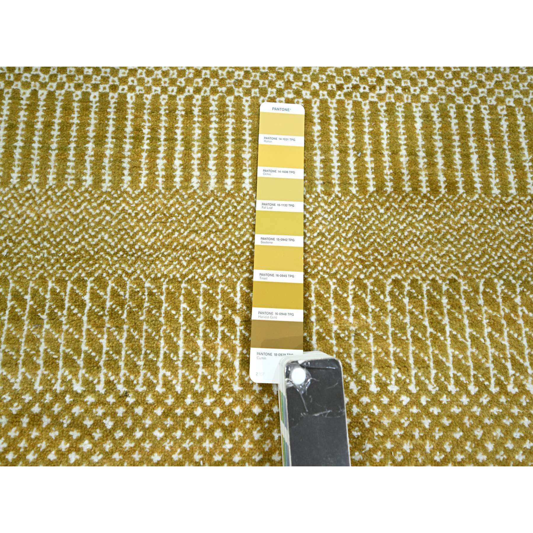 9'x12' Ecru Brown, Modern Grass Design, Borderless, Denser Weave, Tone on Tone, Wool and Silk, Lush and Plush, Hand Knotted, Oriental Rug Sh76329