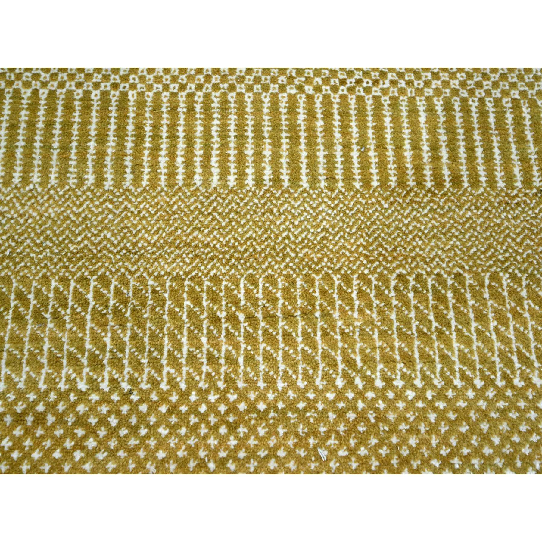 9'x12' Ecru Brown, Modern Grass Design, Borderless, Denser Weave, Tone on Tone, Wool and Silk, Lush and Plush, Hand Knotted, Oriental Rug Sh76329