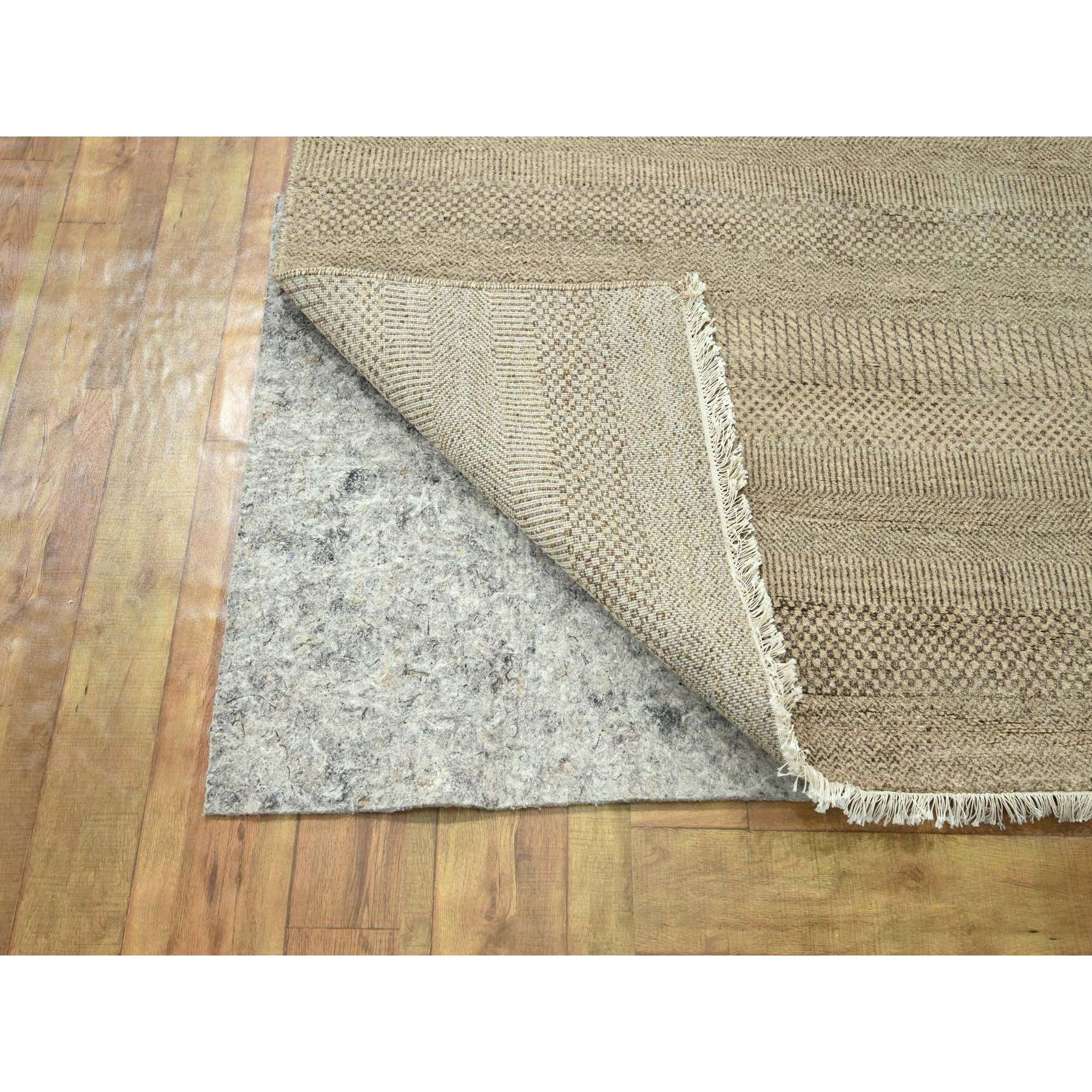 12'x15' Cafe Au Lait Brown, Modern Grass Design, Hand Knotted, Borderless, Denser Weave, Tone on Tone, Wool and Silk, Lush and Plush, Oversized, Oriental Rug Sh76330