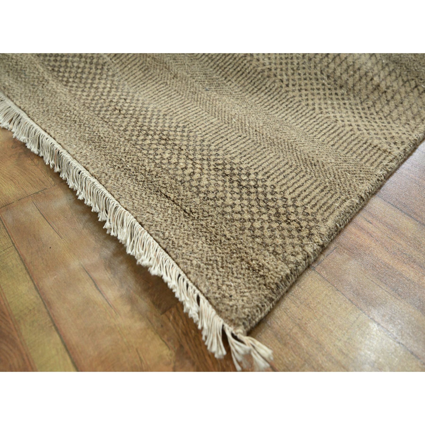 12'x15' Cafe Au Lait Brown, Modern Grass Design, Hand Knotted, Borderless, Denser Weave, Tone on Tone, Wool and Silk, Lush and Plush, Oversized, Oriental Rug Sh76330