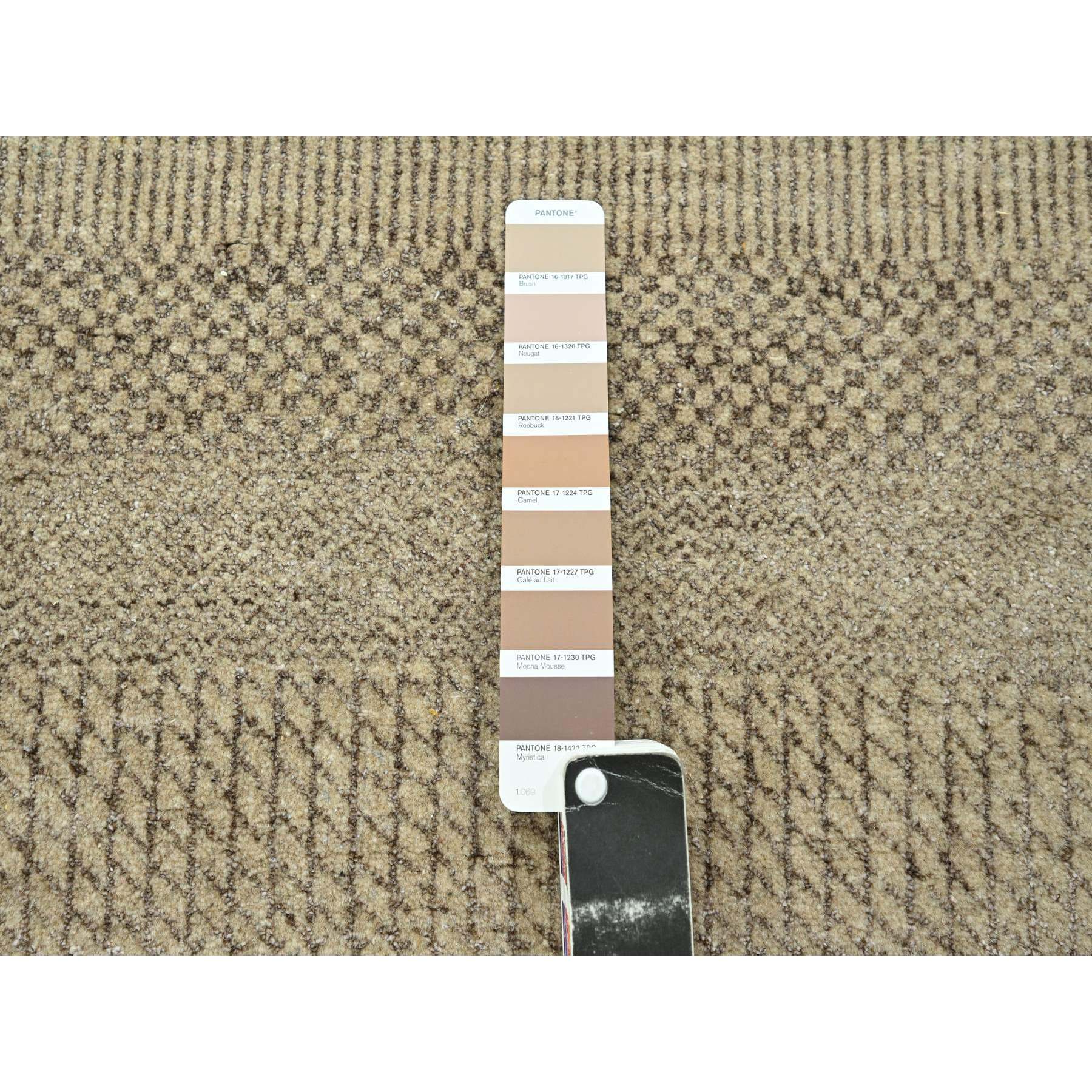 12'x15' Cafe Au Lait Brown, Modern Grass Design, Hand Knotted, Borderless, Denser Weave, Tone on Tone, Wool and Silk, Lush and Plush, Oversized, Oriental Rug Sh76330