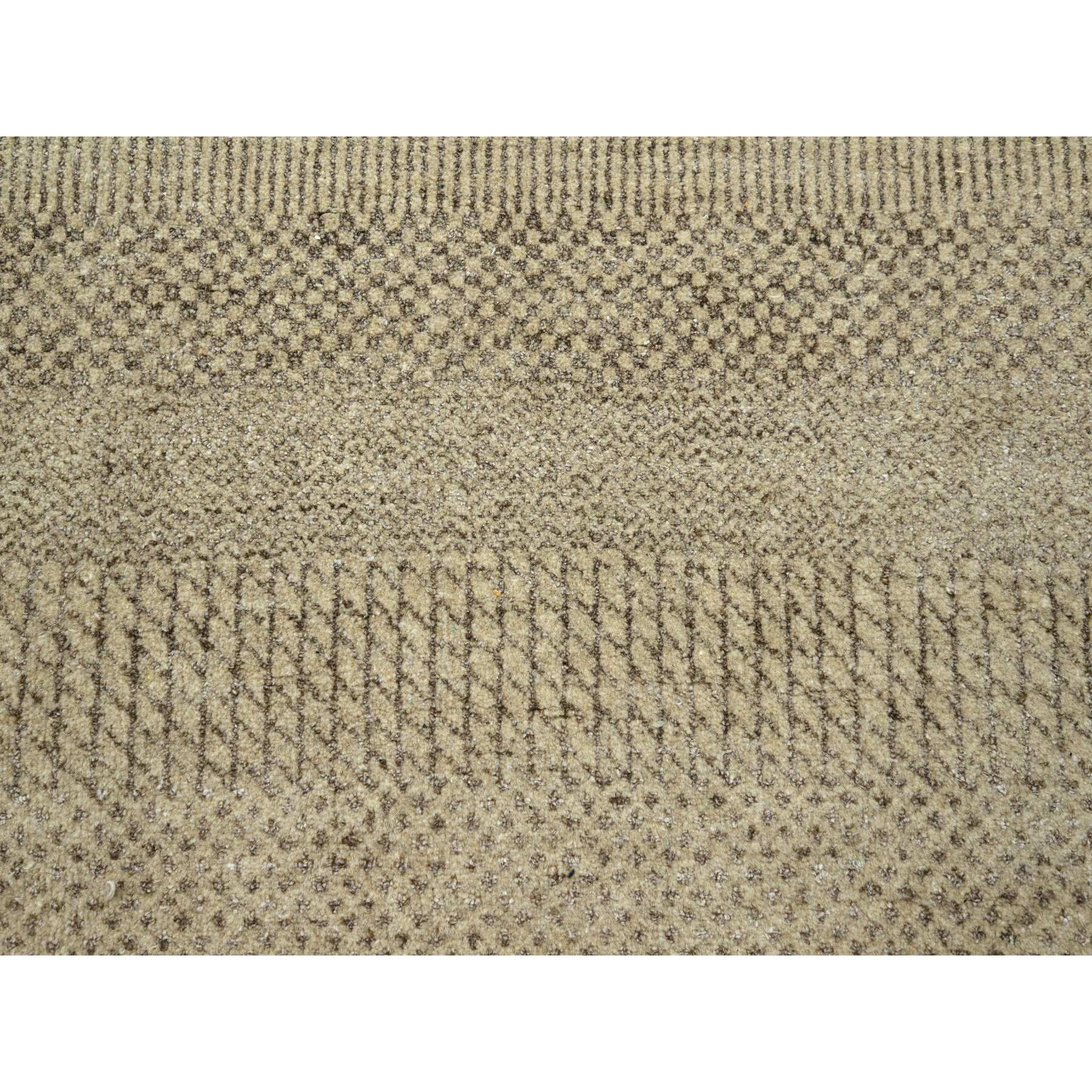 12'x15' Cafe Au Lait Brown, Modern Grass Design, Hand Knotted, Borderless, Denser Weave, Tone on Tone, Wool and Silk, Lush and Plush, Oversized, Oriental Rug Sh76330