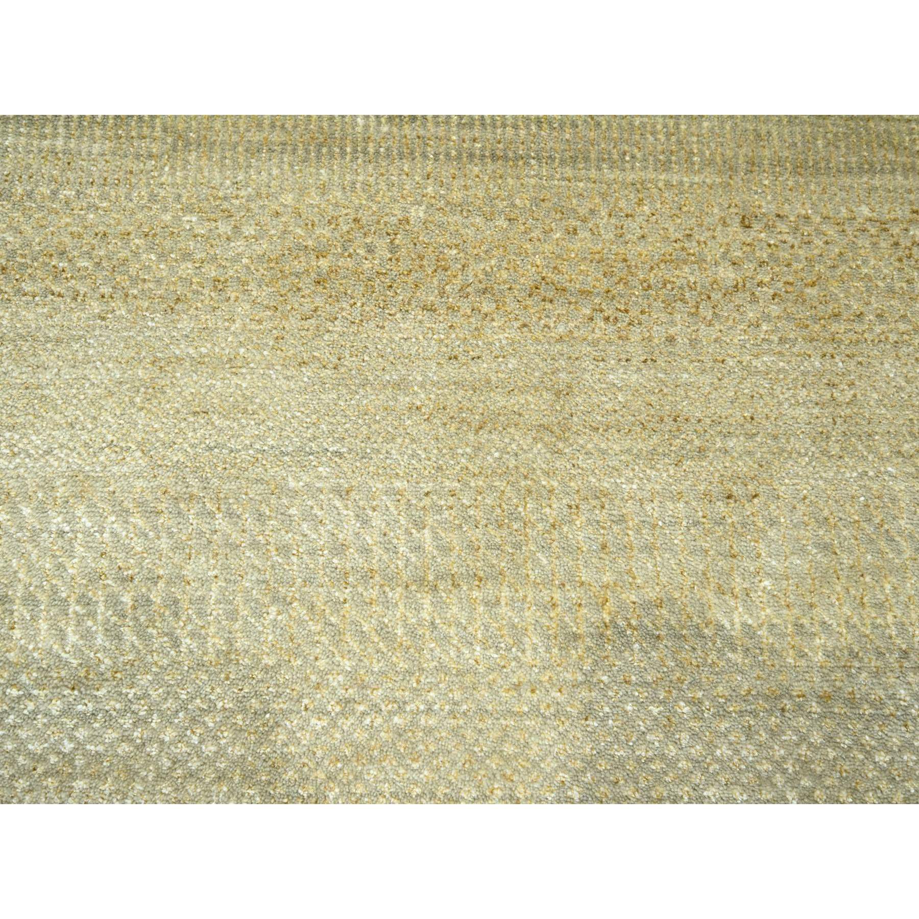 10'x14' Khaki Brown, Modern Grass Design, Hand Knotted, Borderless, Denser Weave, Lush and Plush, Tone on Tone, Wool and Silk, Oriental Rug Sh76332