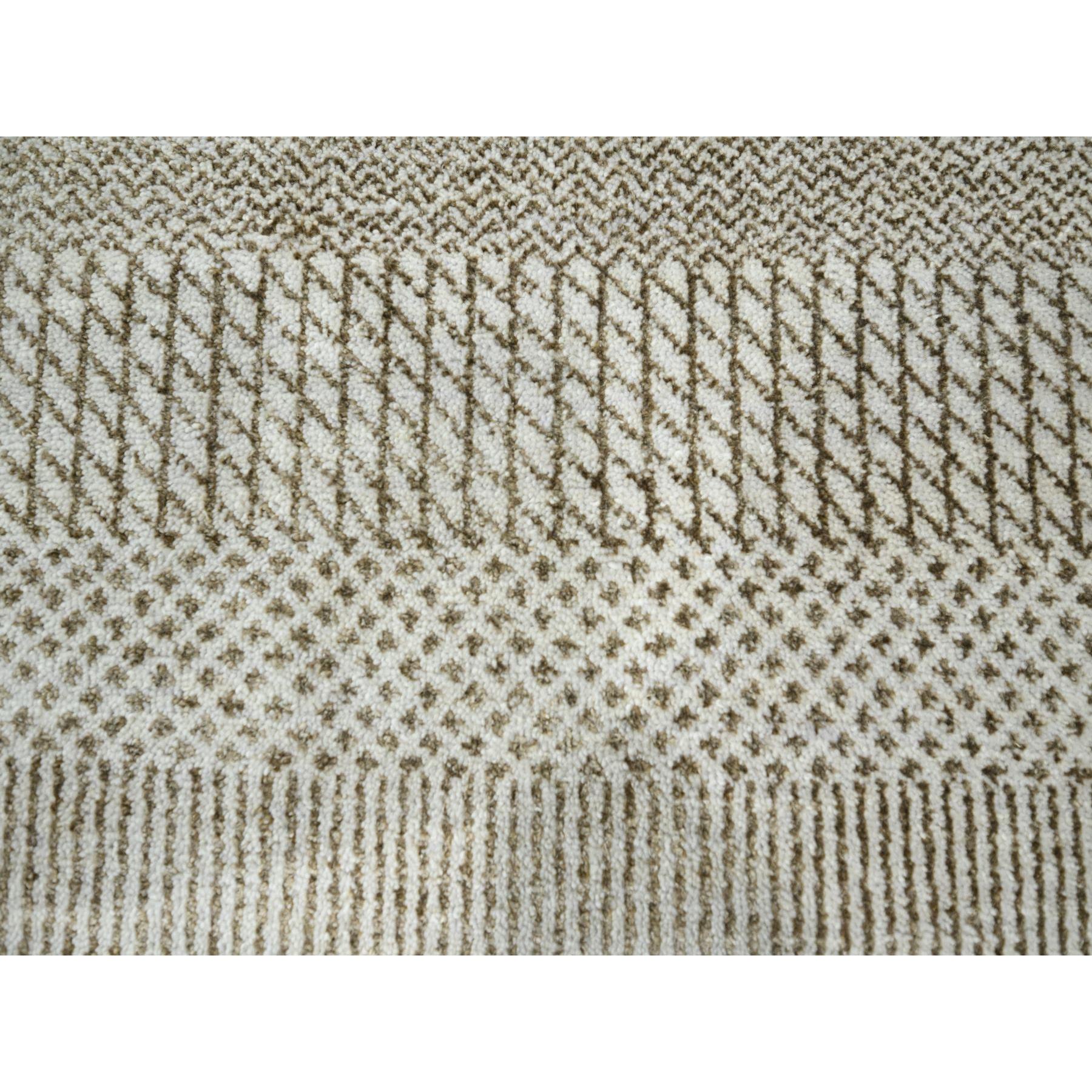 10'x14' Dark Vanilla Brown, Modern Grass Design, Wool and Silk, Hand Knotted, Borderless, Denser Weave, Tone on Tone, Lush and Plush, Oriental Rug Sh76333