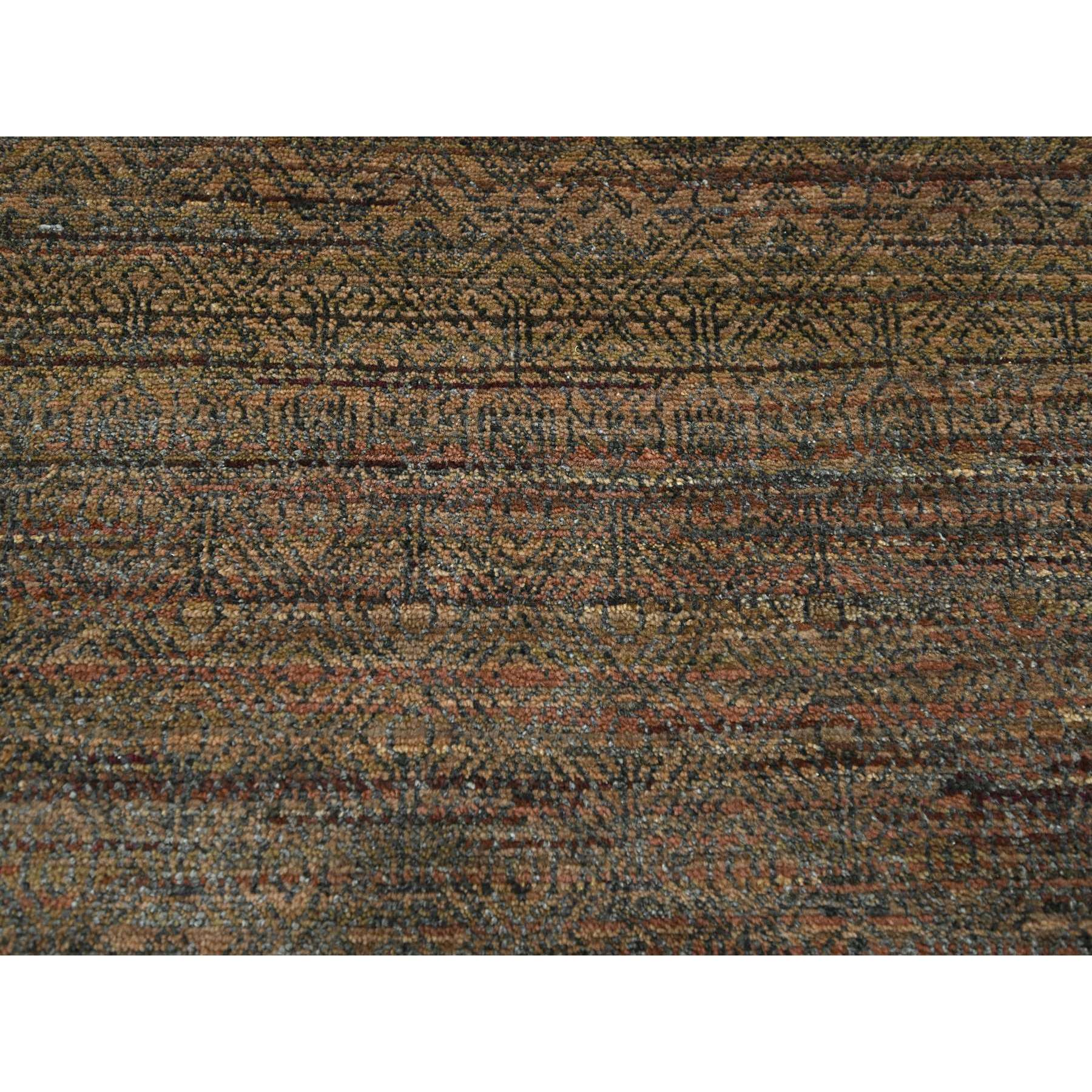 10'x14' Cinnamon Brown, Modern Grass Design, Hand Knotted, Borderless, Denser Weave, Tone on Tone, Wool and Silk, Lush and Plush, Oriental Rug Sh76334