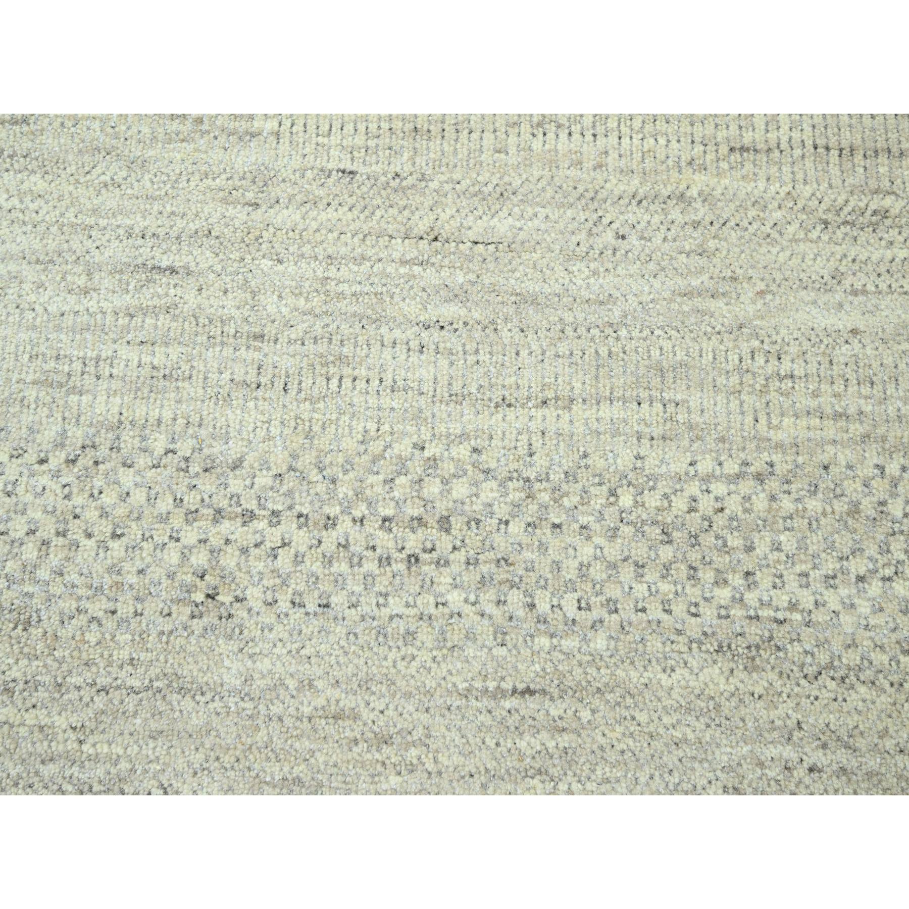 10'x14' Bone White, Modern Grass Design, Hand Knotted, Borderless, Denser Weave, Tone on Tone, Wool and Silk, Lush and Plush, Oriental Rug Sh76335