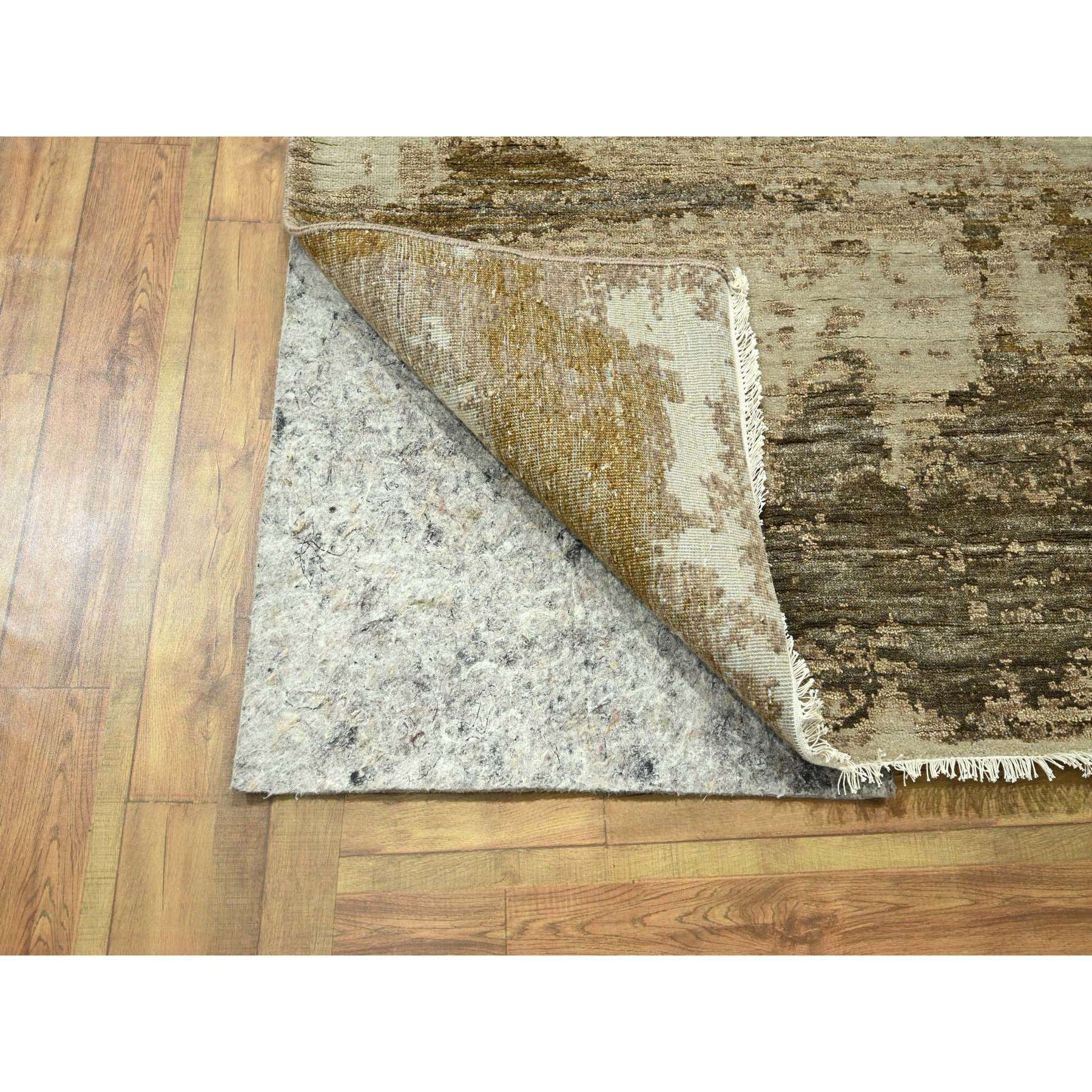 9'x12' Beige & Brown, Modern Abstract Design with Natural Colors, Wool and Silk, Hand Knotted, Oriental Rug Sh76339
