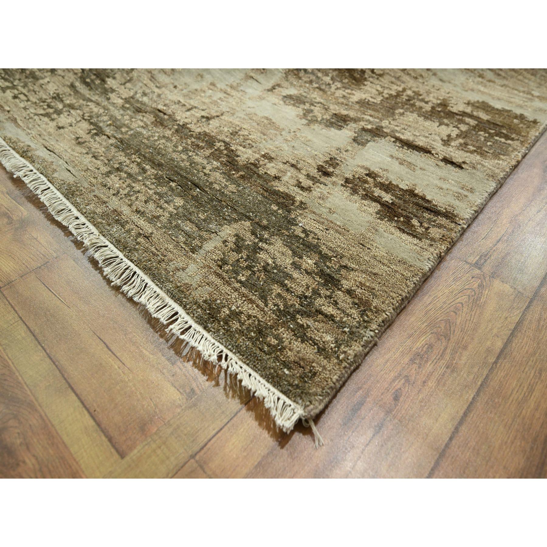 9'x12' Beige & Brown, Modern Abstract Design with Natural Colors, Wool and Silk, Hand Knotted, Oriental Rug Sh76339
