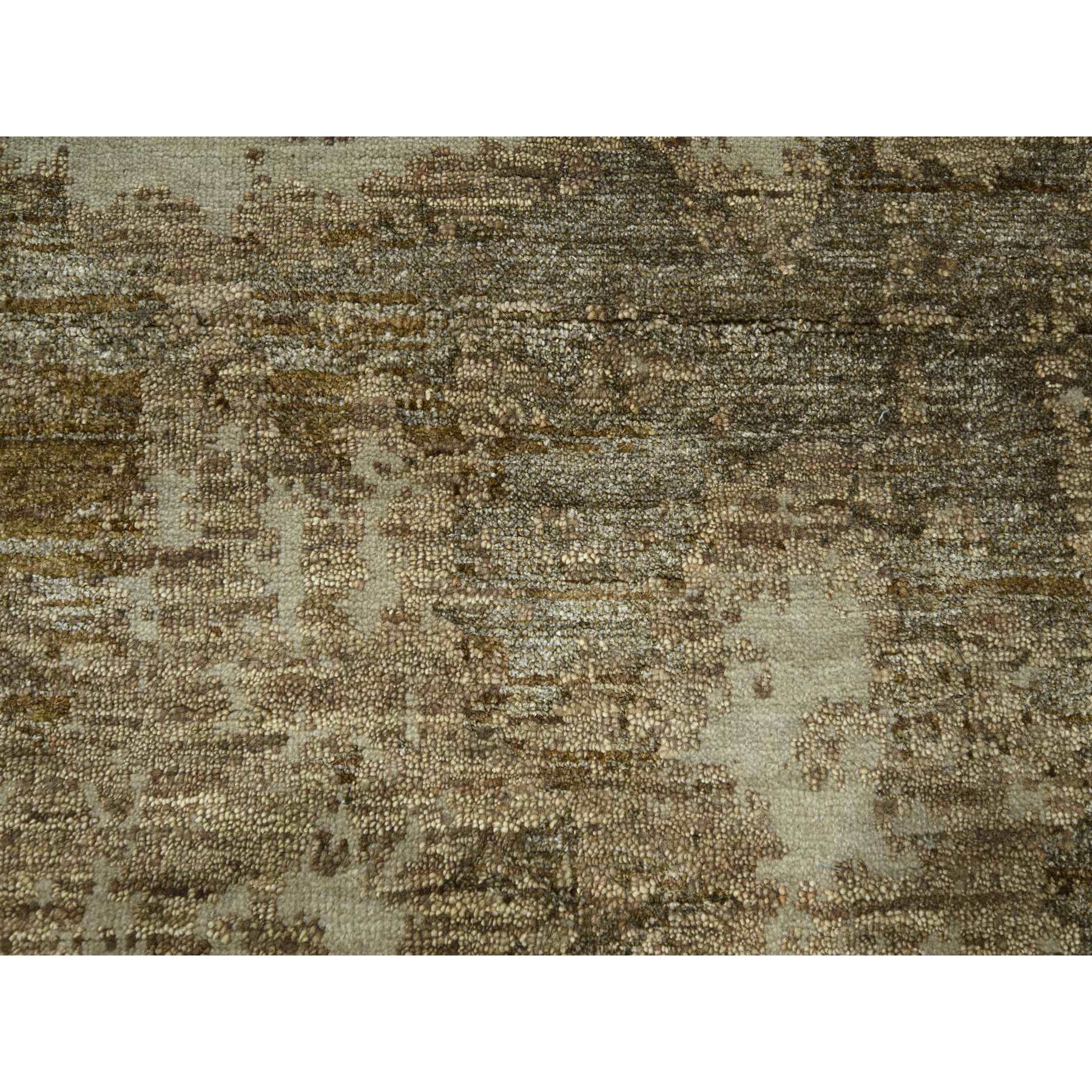9'x12' Beige & Brown, Modern Abstract Design with Natural Colors, Wool and Silk, Hand Knotted, Oriental Rug Sh76339