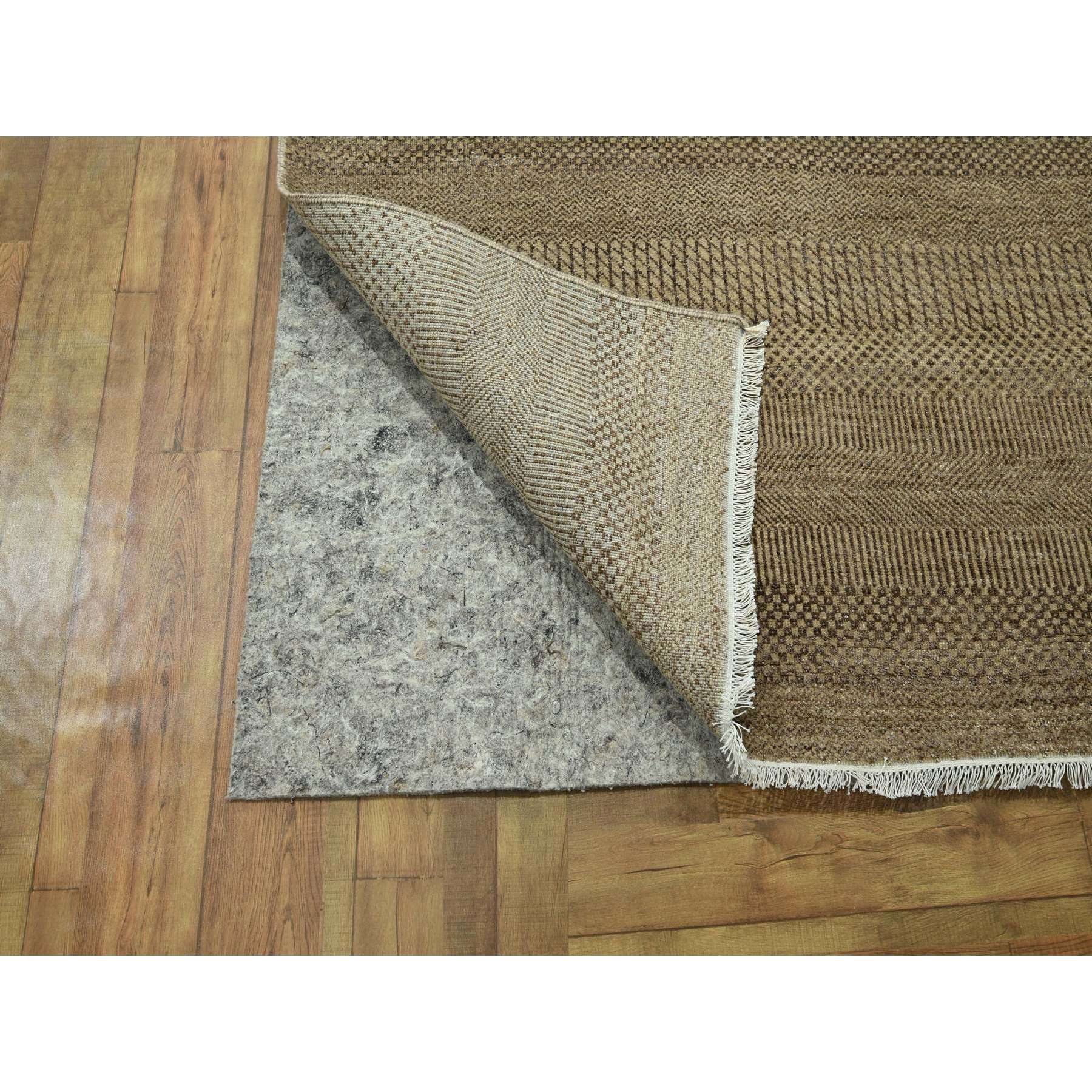 8'10"x12' Nuthatch Brown, Modern Grass Design, Hand Knotted, Denser Weave, Tone on Tone, Borderless, Wool and Silk, Lush and Plush, Oriental Rug Sh76342