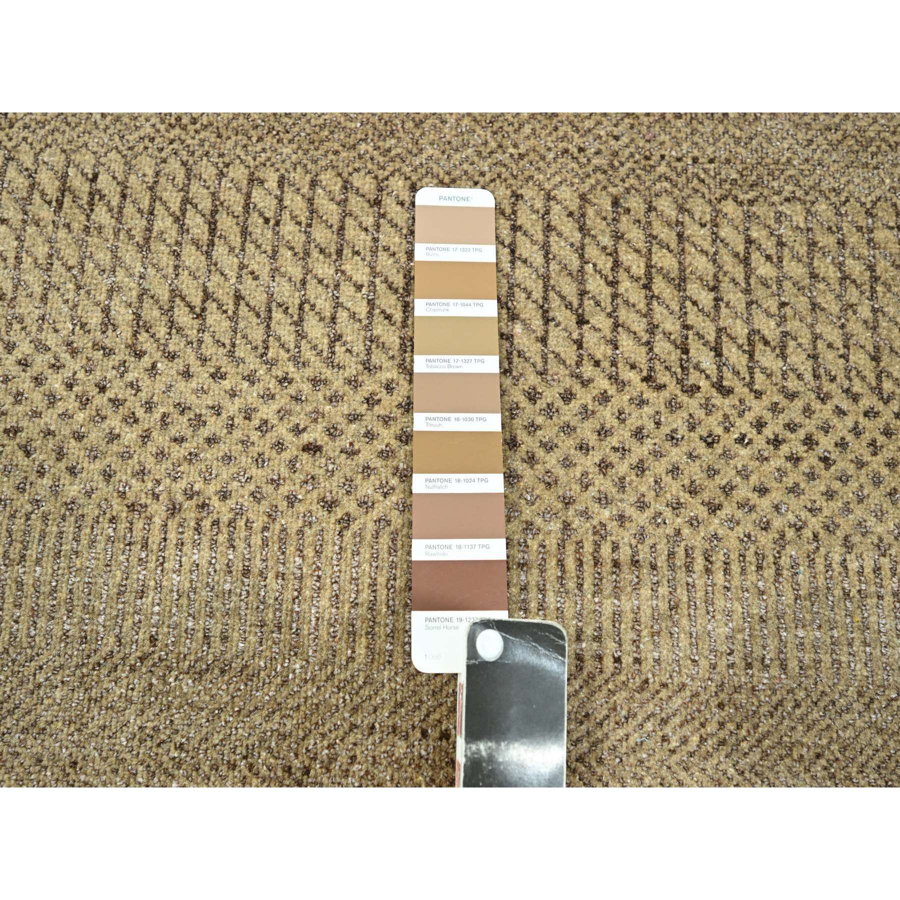 8'10"x12' Nuthatch Brown, Modern Grass Design, Hand Knotted, Denser Weave, Tone on Tone, Borderless, Wool and Silk, Lush and Plush, Oriental Rug Sh76342