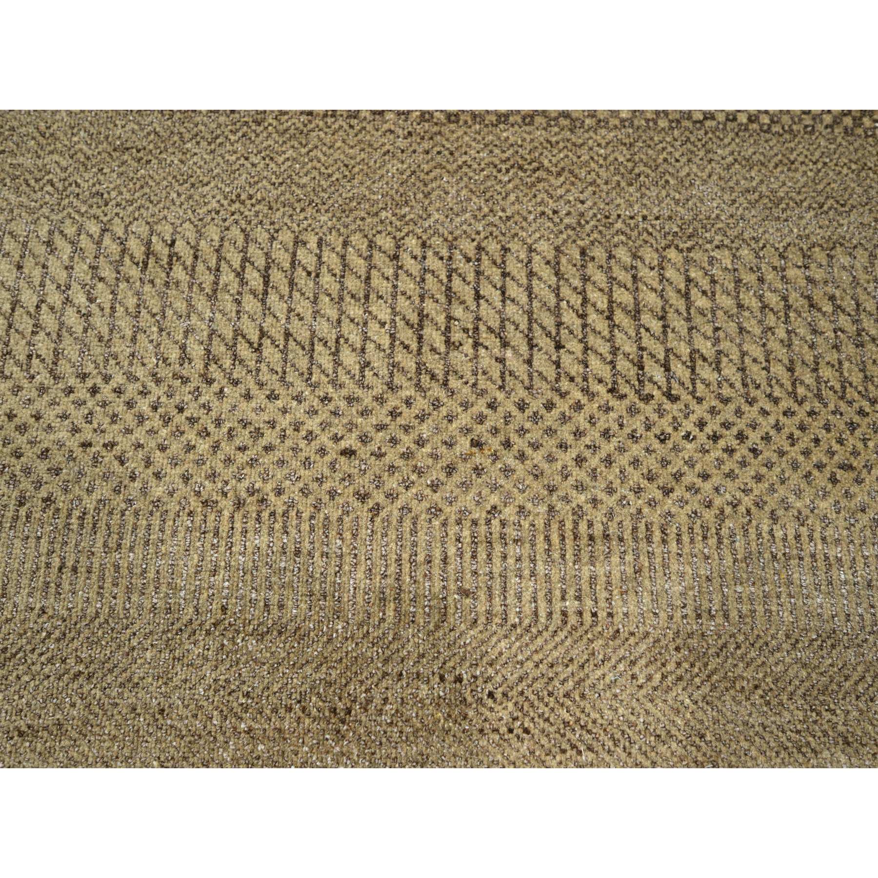 8'10"x12' Nuthatch Brown, Modern Grass Design, Hand Knotted, Denser Weave, Tone on Tone, Borderless, Wool and Silk, Lush and Plush, Oriental Rug Sh76342