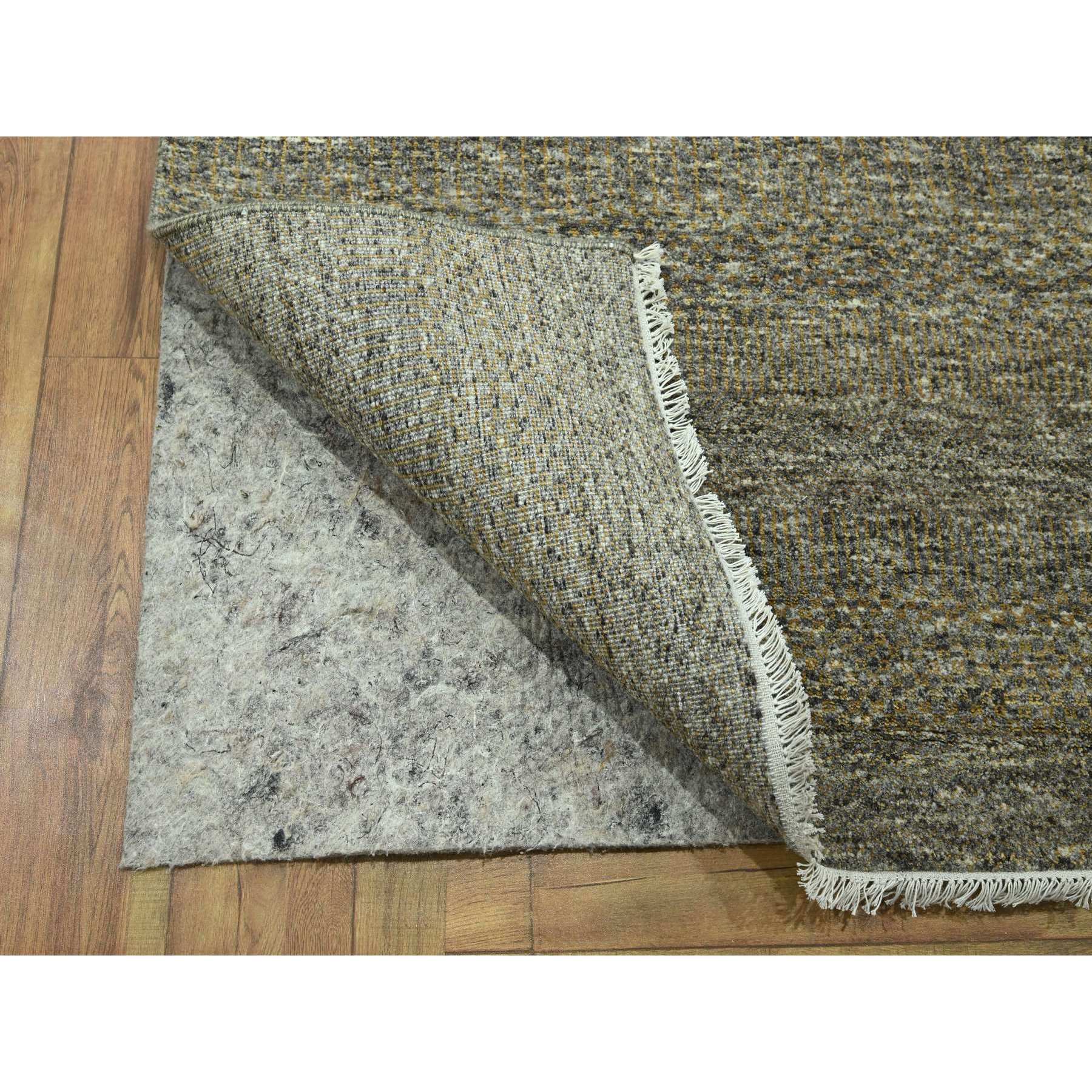 8'x10' Cedar Brown, Modern Grass Design, Hand Knotted, Borderless, Tone on Tone, Denser Weave, Wool and Silk, Lush and Plush, Oriental Rug Sh76344