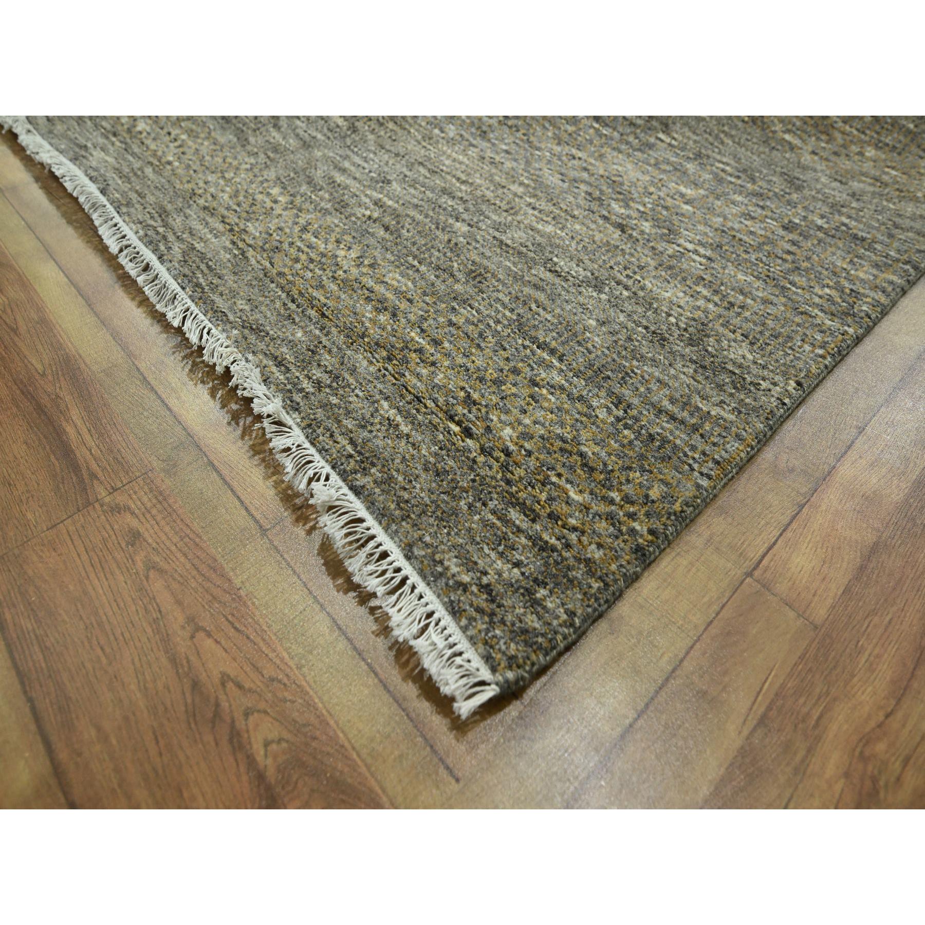 8'x10' Cedar Brown, Modern Grass Design, Hand Knotted, Borderless, Tone on Tone, Denser Weave, Wool and Silk, Lush and Plush, Oriental Rug Sh76344