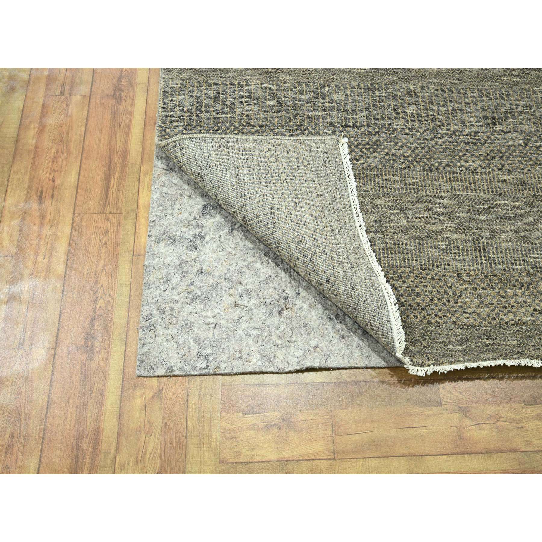 8'x10' Stone Gray, Modern Grass Design, Wool and Silk, Hand Knotted, Borderless, Denser Weave, Tone on Tone, Lush and Plush, Oriental Rug Sh76345