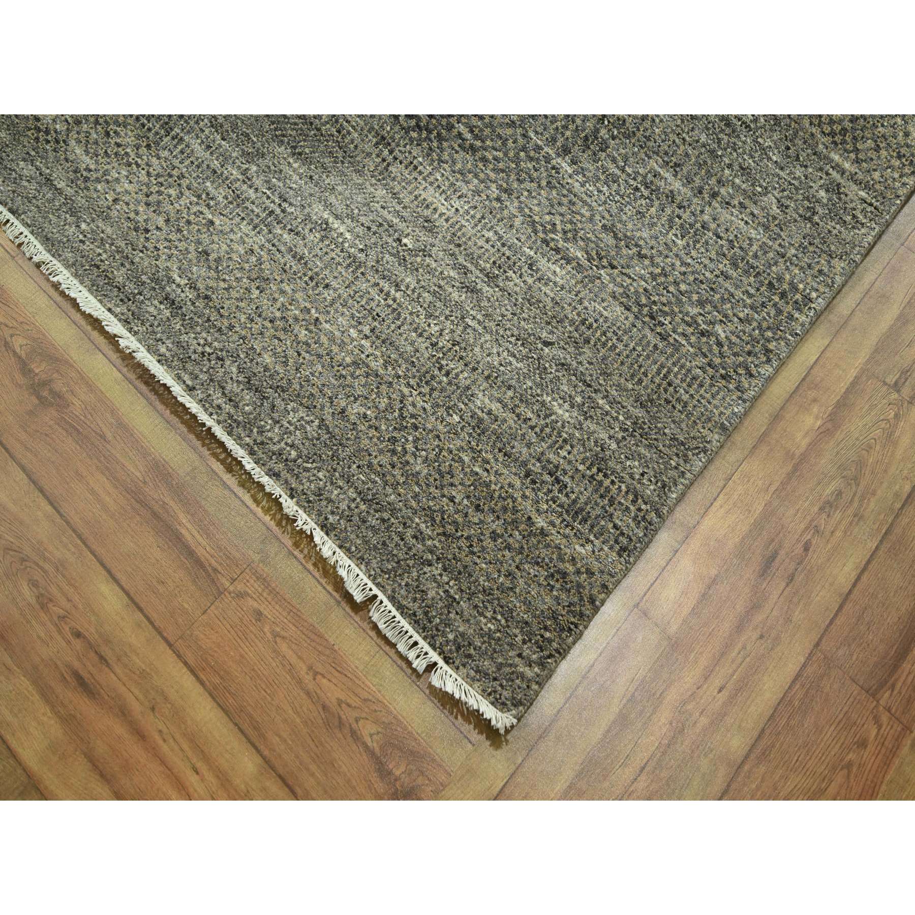 8'x10' Stone Gray, Modern Grass Design, Wool and Silk, Hand Knotted, Borderless, Denser Weave, Tone on Tone, Lush and Plush, Oriental Rug Sh76345