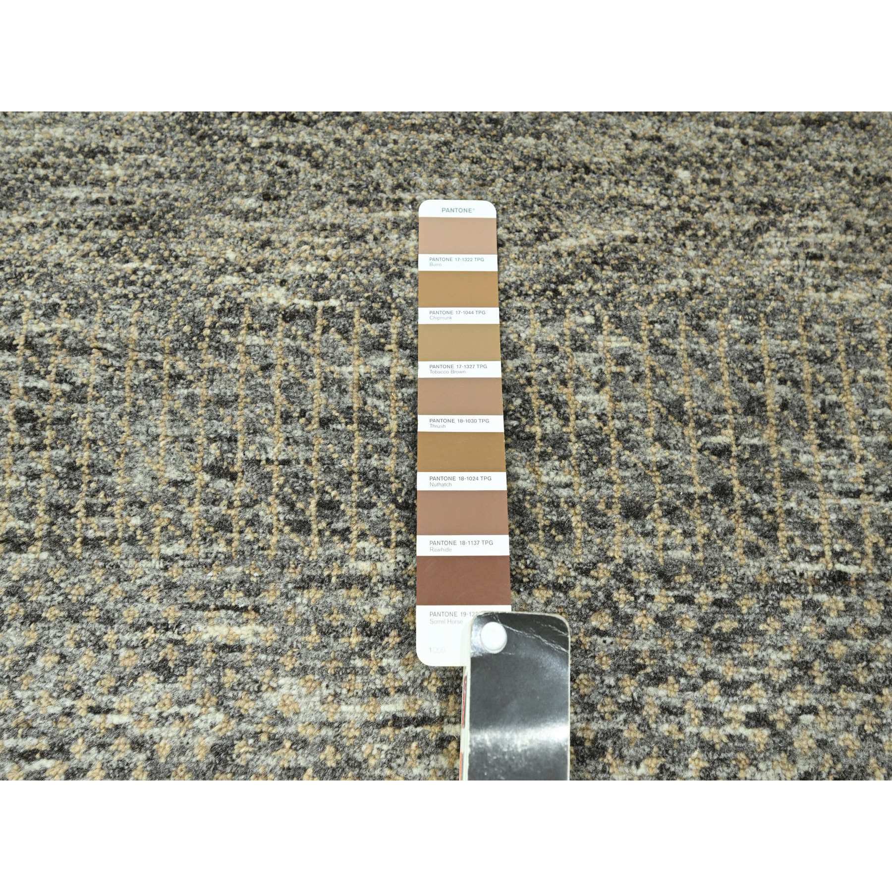 8'x10' Stone Gray, Modern Grass Design, Wool and Silk, Hand Knotted, Borderless, Denser Weave, Tone on Tone, Lush and Plush, Oriental Rug Sh76345