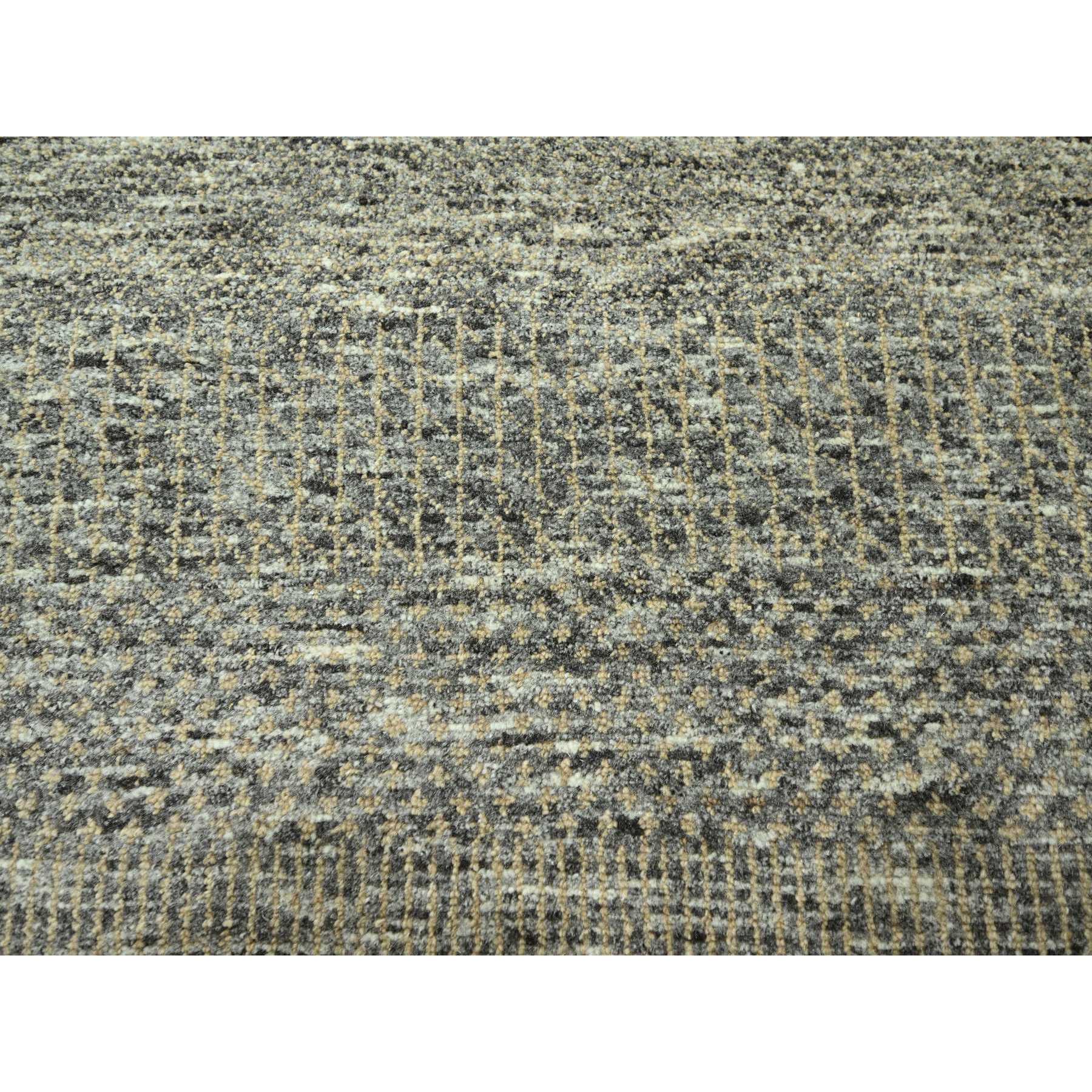 8'x10' Stone Gray, Modern Grass Design, Wool and Silk, Hand Knotted, Borderless, Denser Weave, Tone on Tone, Lush and Plush, Oriental Rug Sh76345
