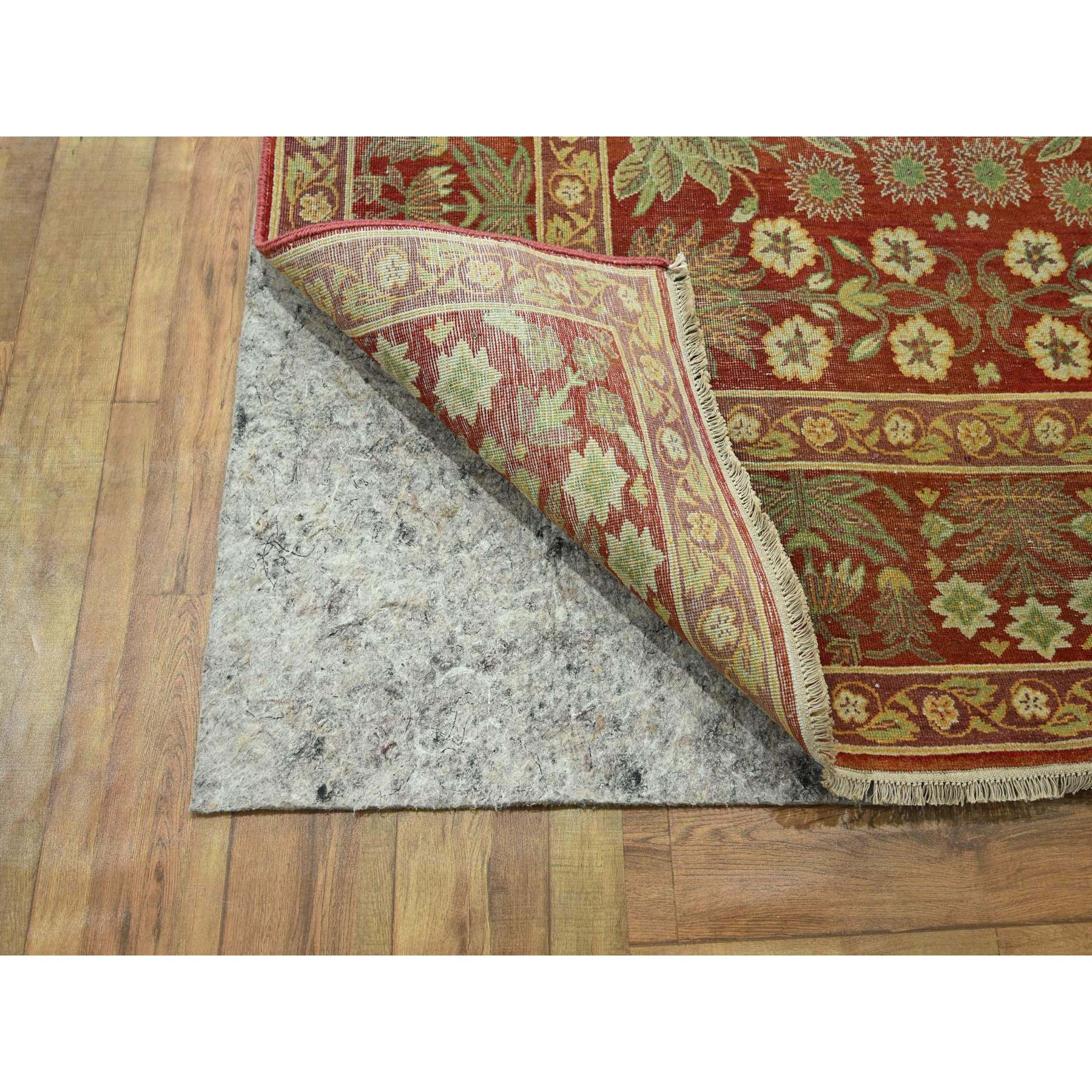 8'x10'2" Auburn Red, Original Mughal Design Agra, Zero Pile, 100% Wool, Hand Knotted, Vegetable Dyes, Oriental Rug Sh76346