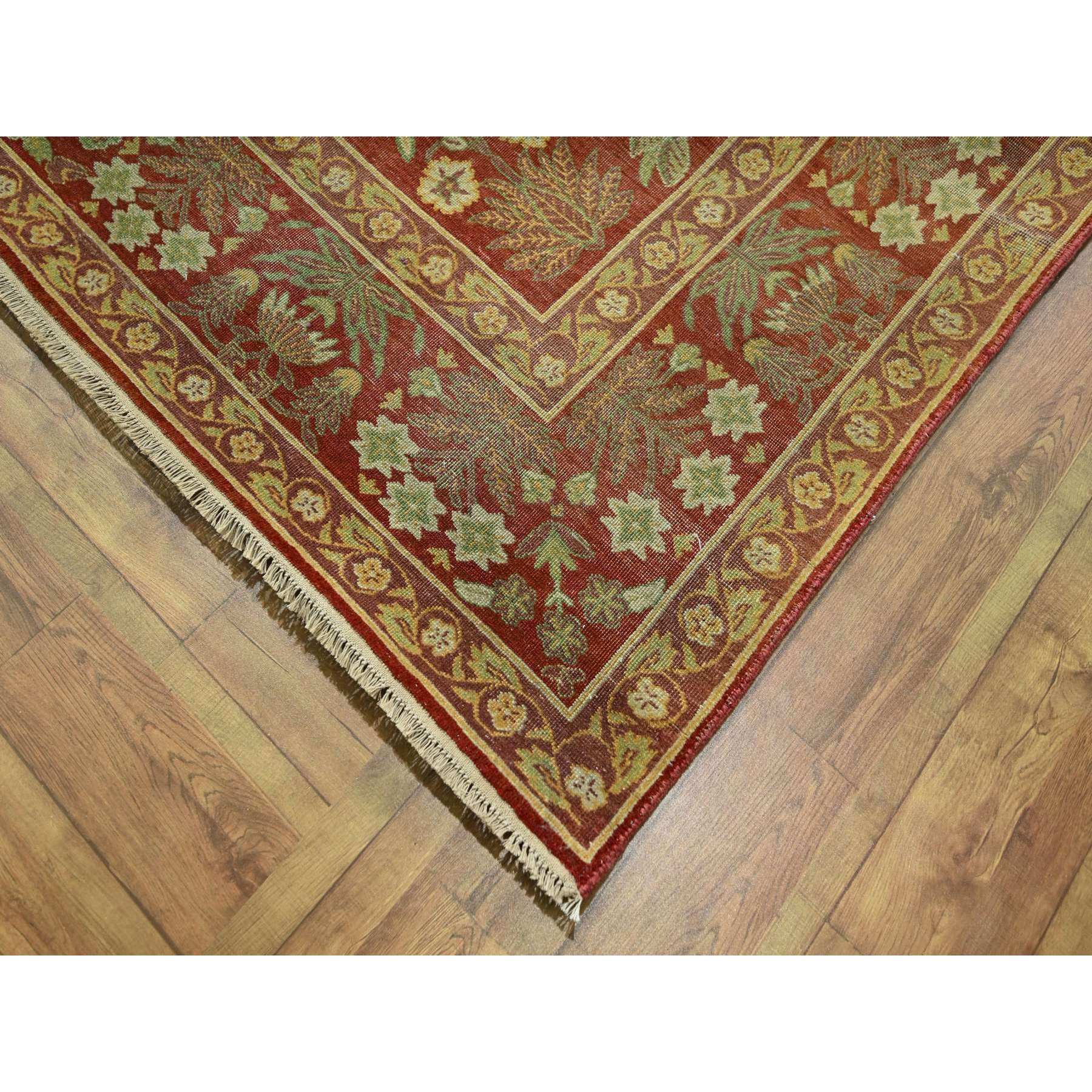 8'x10'2" Auburn Red, Original Mughal Design Agra, Zero Pile, 100% Wool, Hand Knotted, Vegetable Dyes, Oriental Rug Sh76346