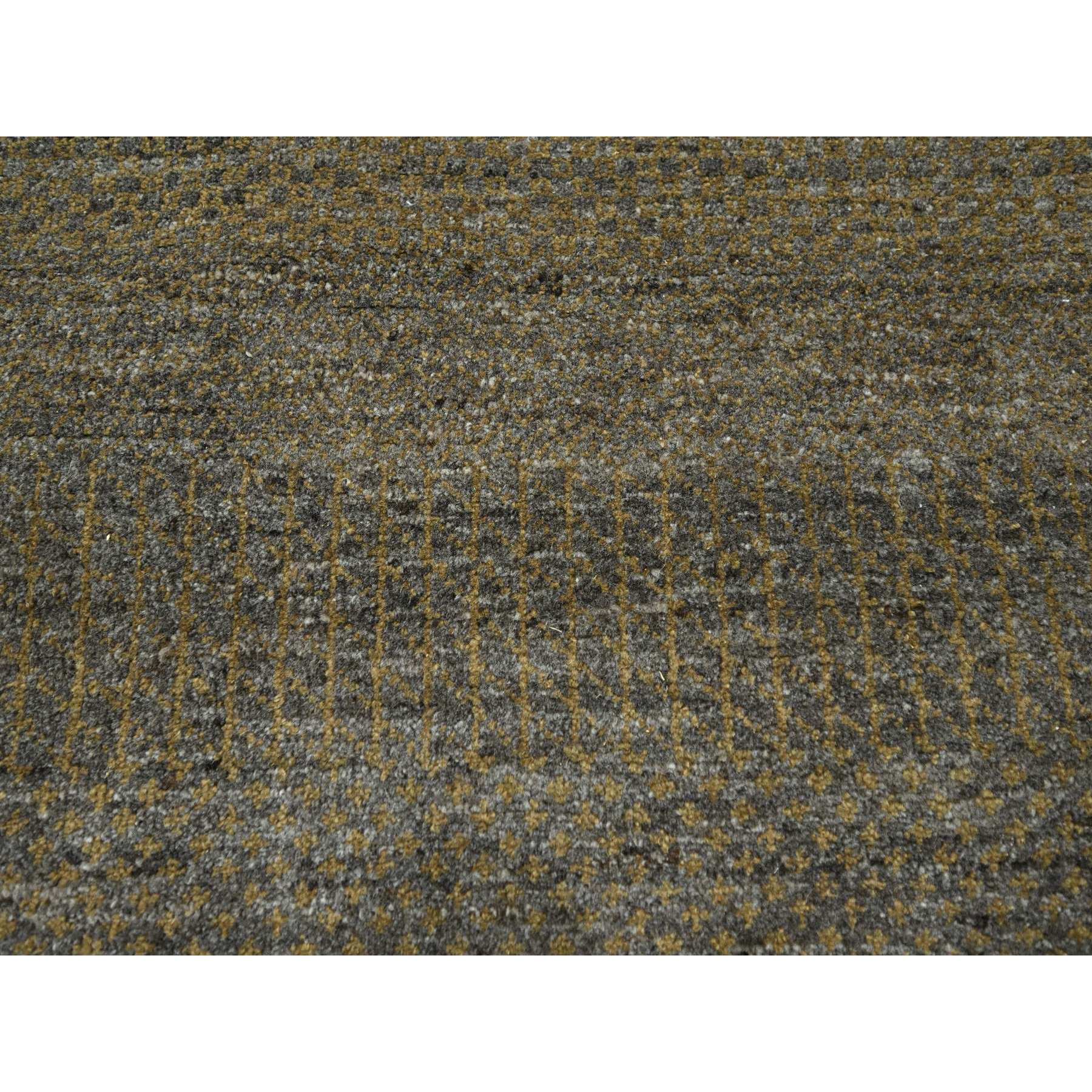 7'10"x10' Honey Brown, Modern Grass Design, Hand Knotted, Tone on Tone, Wool and Silk, Denser Weave, Lush and Plush, Borderless, Oriental Rug Sh76347