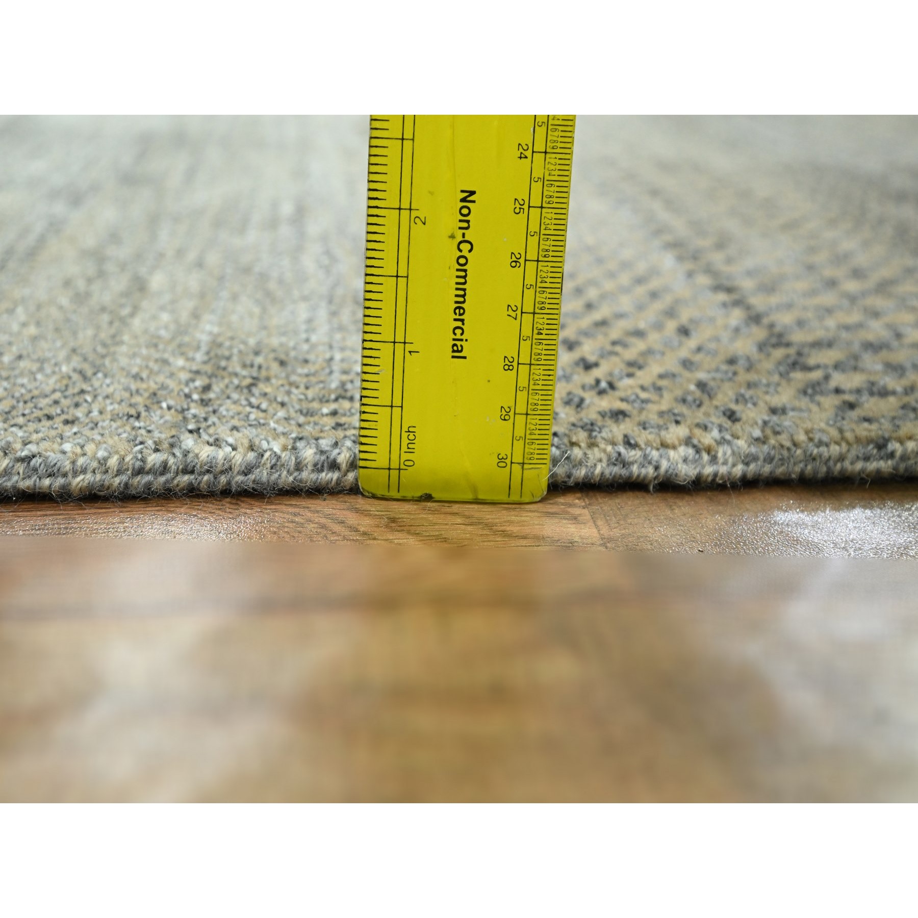 2'7"x20'4" Khaki Brown, Modern Grass Design, Hand Knotted, Borderless, Denser Weave, Tone on Tone, Wool and Silk, Lush and Plush, XL Runner, Oriental Rug Sh76349