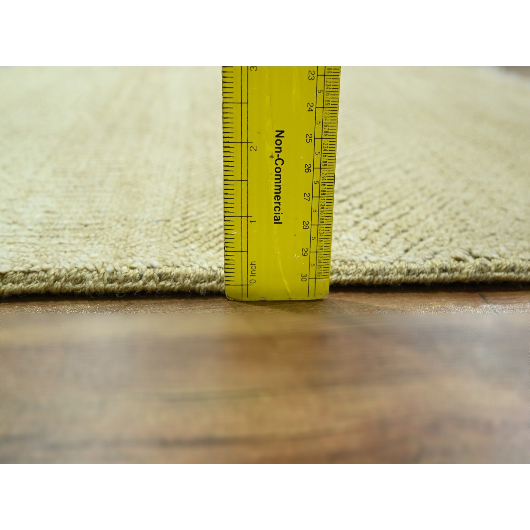 2'x2' Ecru Brown, Modern Grass Design, Wool and Silk, Hand Knotted, Denser Weave, Tone on Tone, Lush and Plush, Sample, Mat, Square, Oriental Rug Sh76353