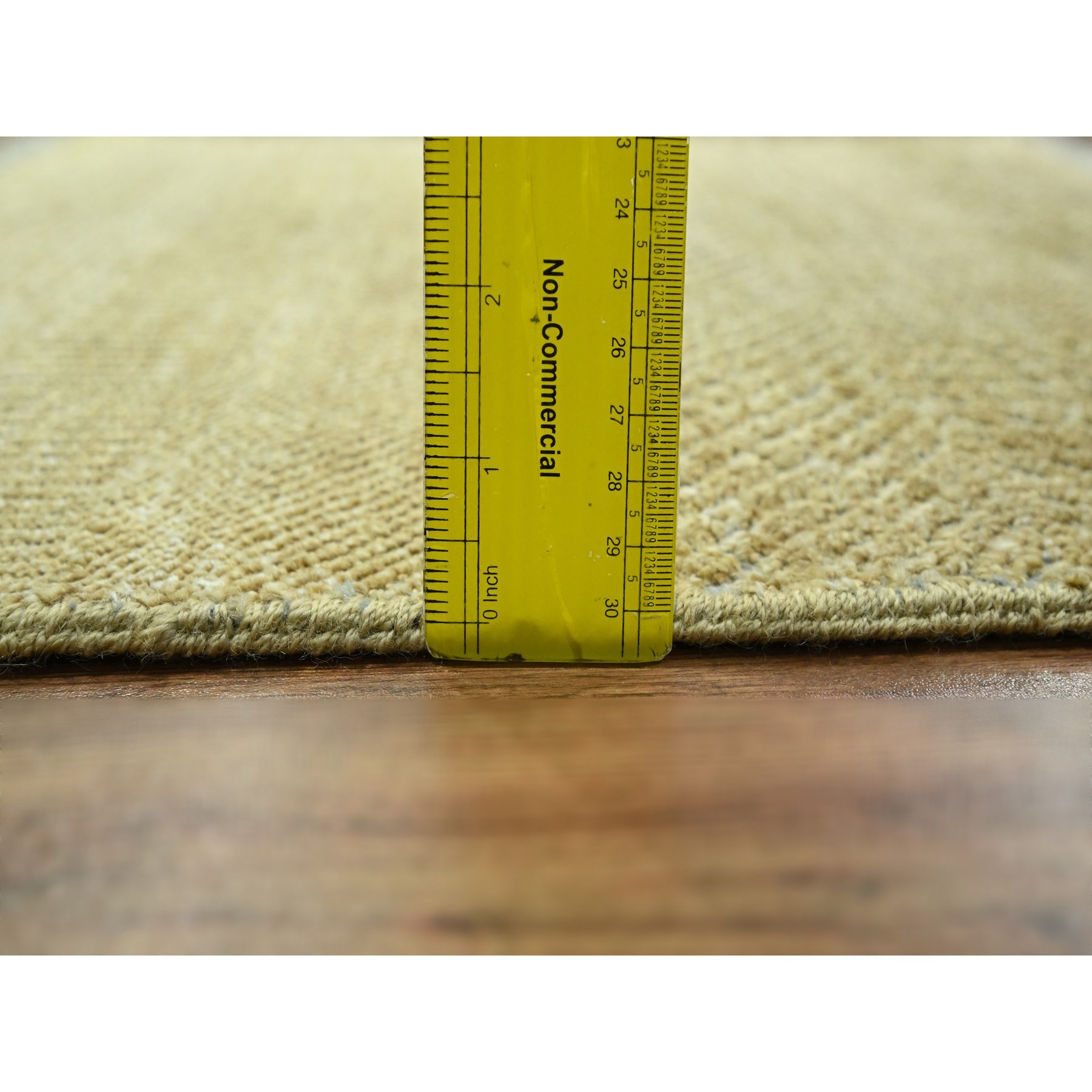 2'x2' Honey Brown, Modern Grass Design, Wool and Silk, Hand Knotted, Denser Weave, Tone on Tone, Lush and Plush, Sample, Mat, Square, Oriental Rug Sh76354
