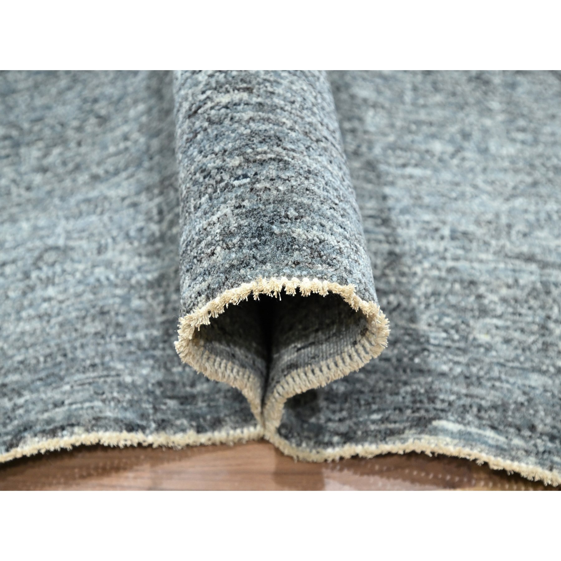 8'3"x10'1" Anchor Gray, Salt and Pepper Design, Tone on Tone, Hand Knotted, 100% Wool, Oriental Rug Sh76380