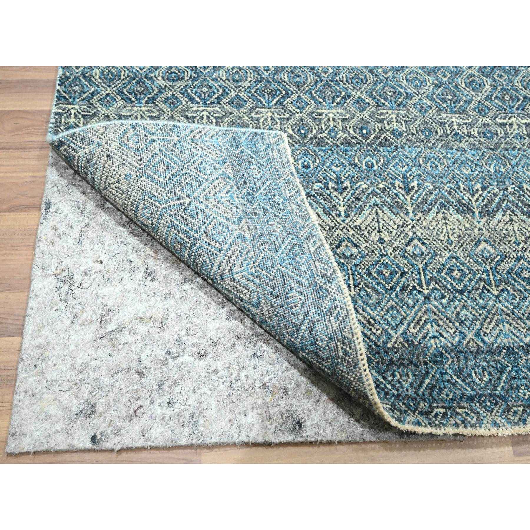 8'3"x10'1" Cerulean Blue, Kohinoor Herat, All Over Small Geometric Repetitive Diamond Pattern Tone On Tone, Hand Knotted, Vibrant Wool, Soft To The Touch, Oriental Rug Sh76381