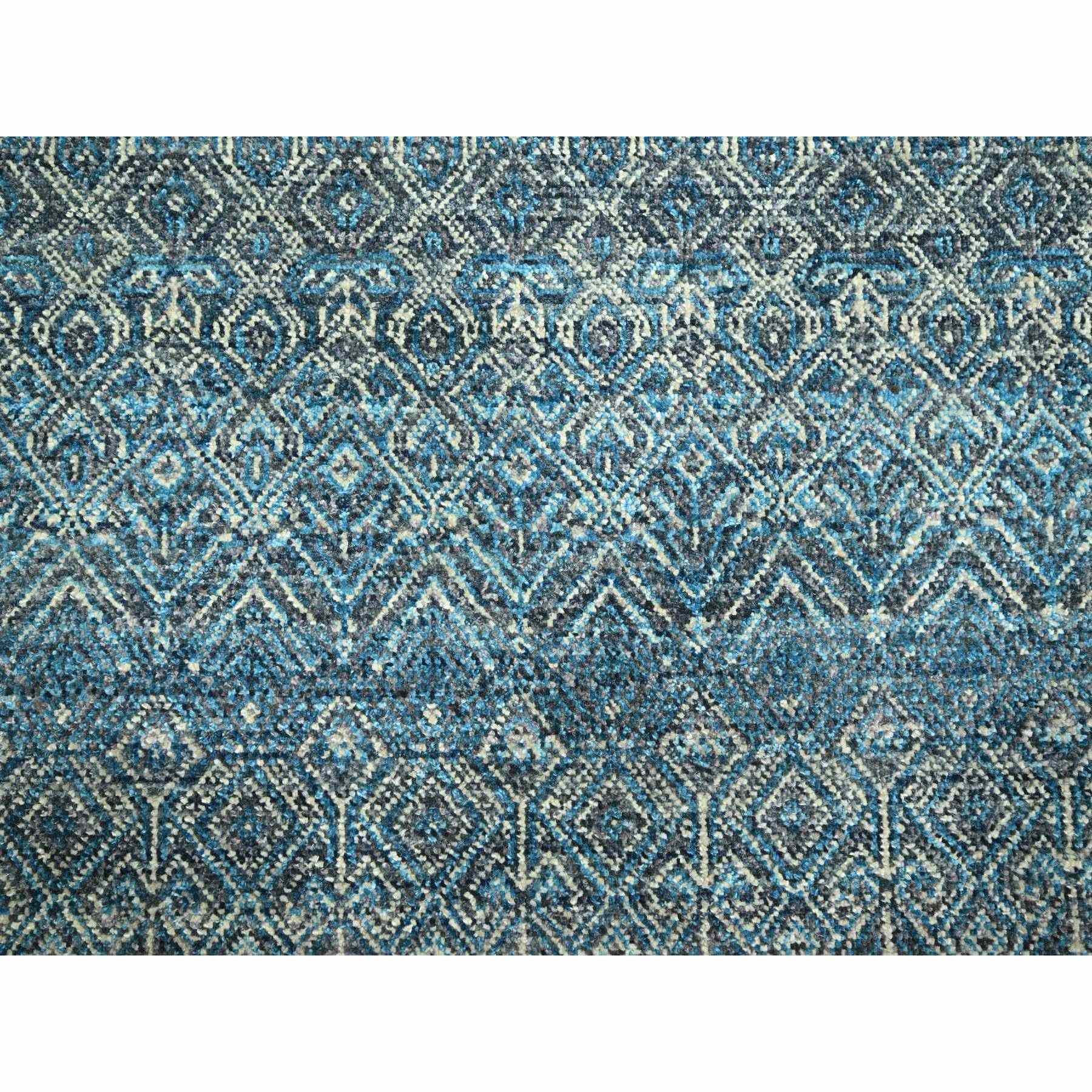 8'3"x10'1" Cerulean Blue, Kohinoor Herat, All Over Small Geometric Repetitive Diamond Pattern Tone On Tone, Hand Knotted, Vibrant Wool, Soft To The Touch, Oriental Rug Sh76381