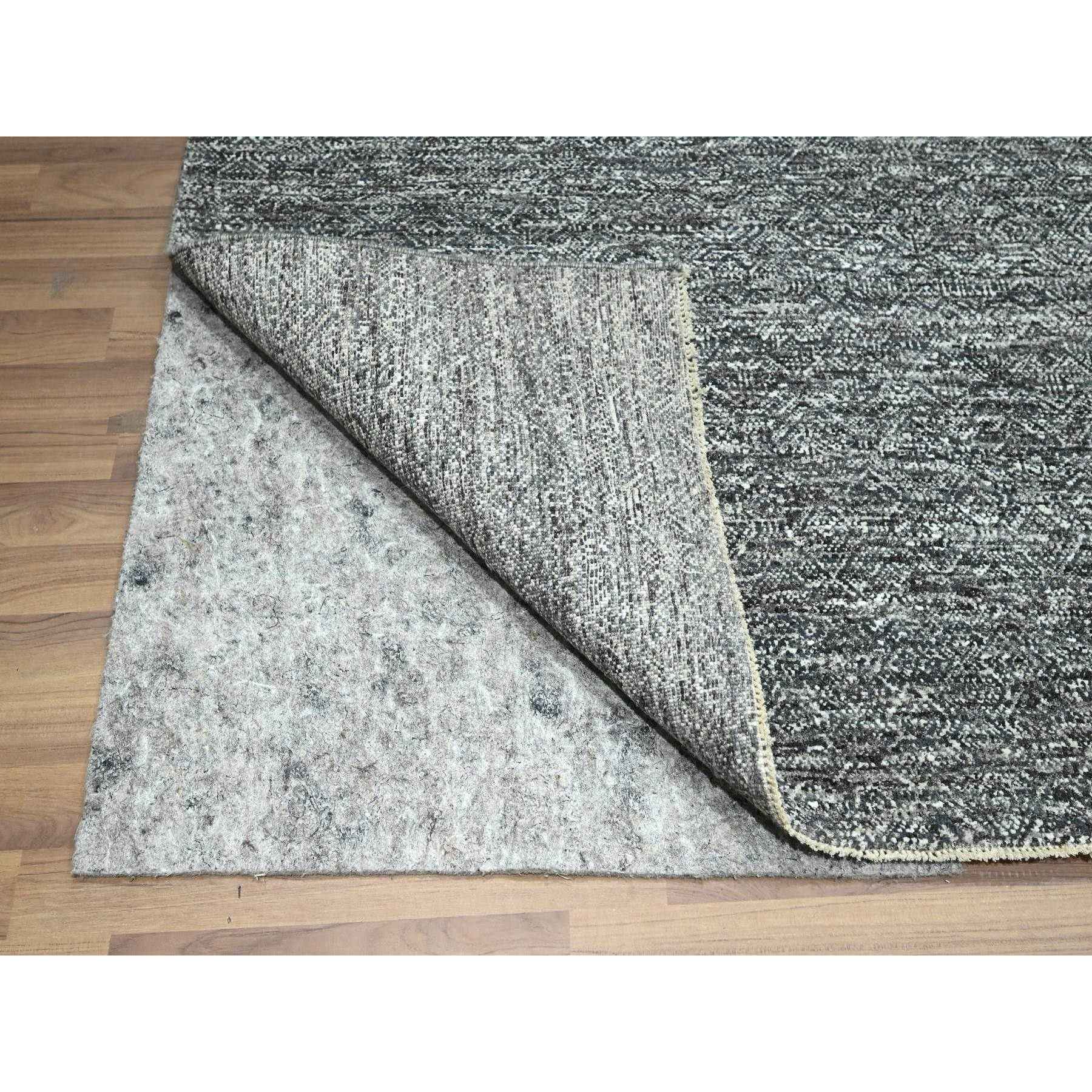 9'x12'2" Carbon Gray, Kohinoor Herat Pattern, Small Geometric Repetitive Diamond Design, Hand Knotted, Soft Wool, Tone On Tone, Oriental Rug Sh76382