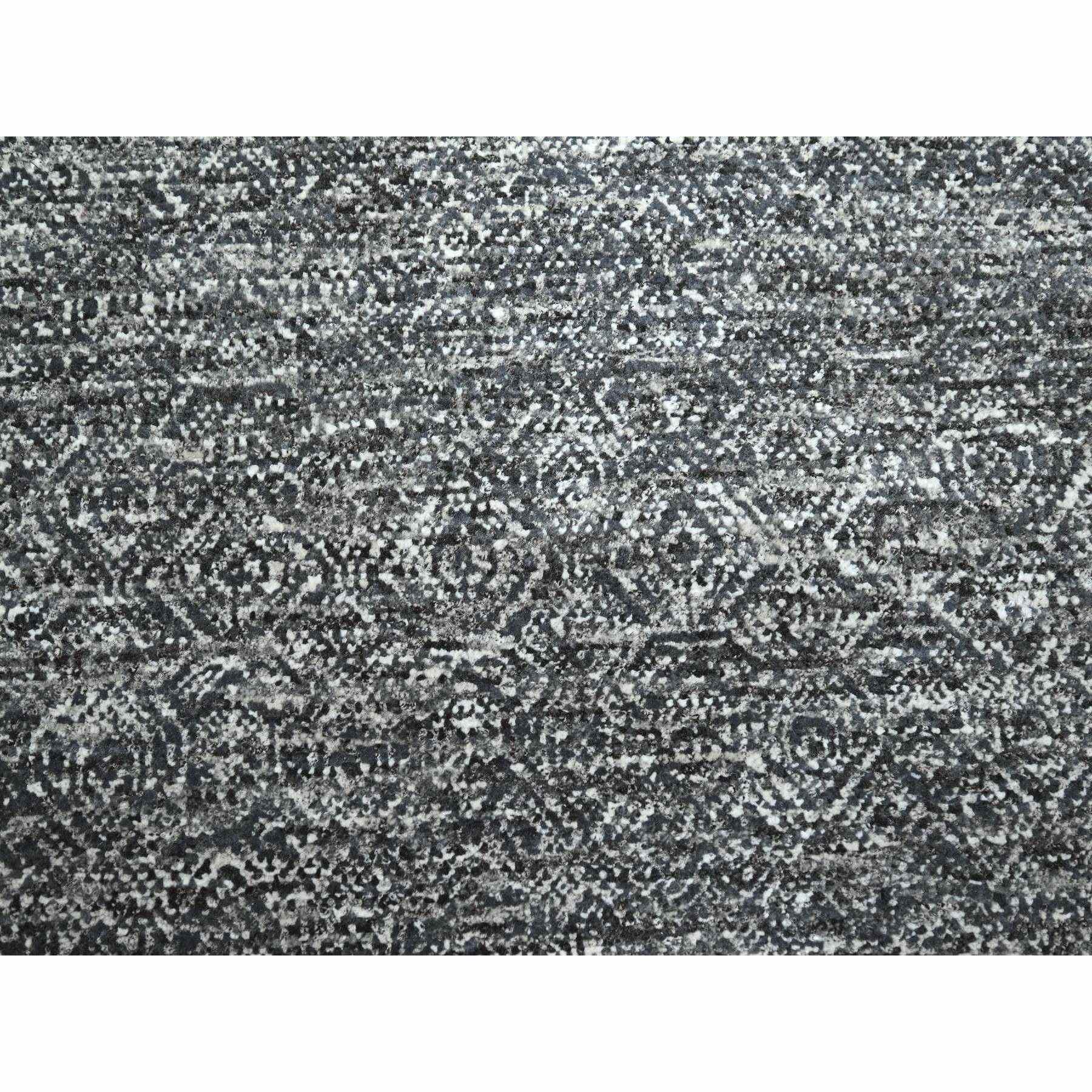 9'x12'2" Carbon Gray, Kohinoor Herat Pattern, Small Geometric Repetitive Diamond Design, Hand Knotted, Soft Wool, Tone On Tone, Oriental Rug Sh76382