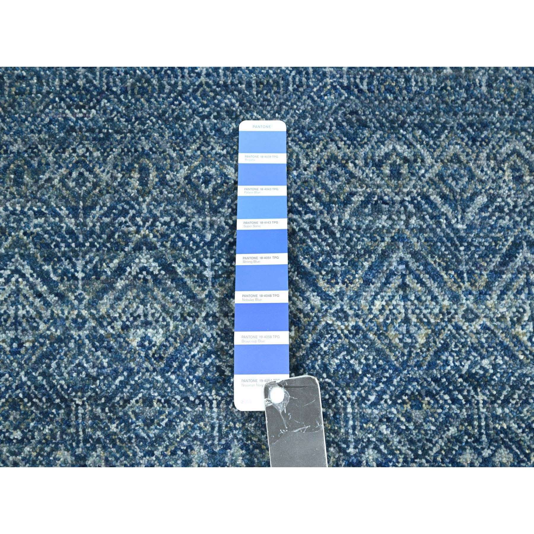 8'x10' Aegean Blue, Kohinoor Herat Pattern, Small Geometric Repetitive Diamond Design, Pure Wool, Tone On Tone, Hand Knotted, Borderless, Soft To The Touch, Oriental Rug Sh76383