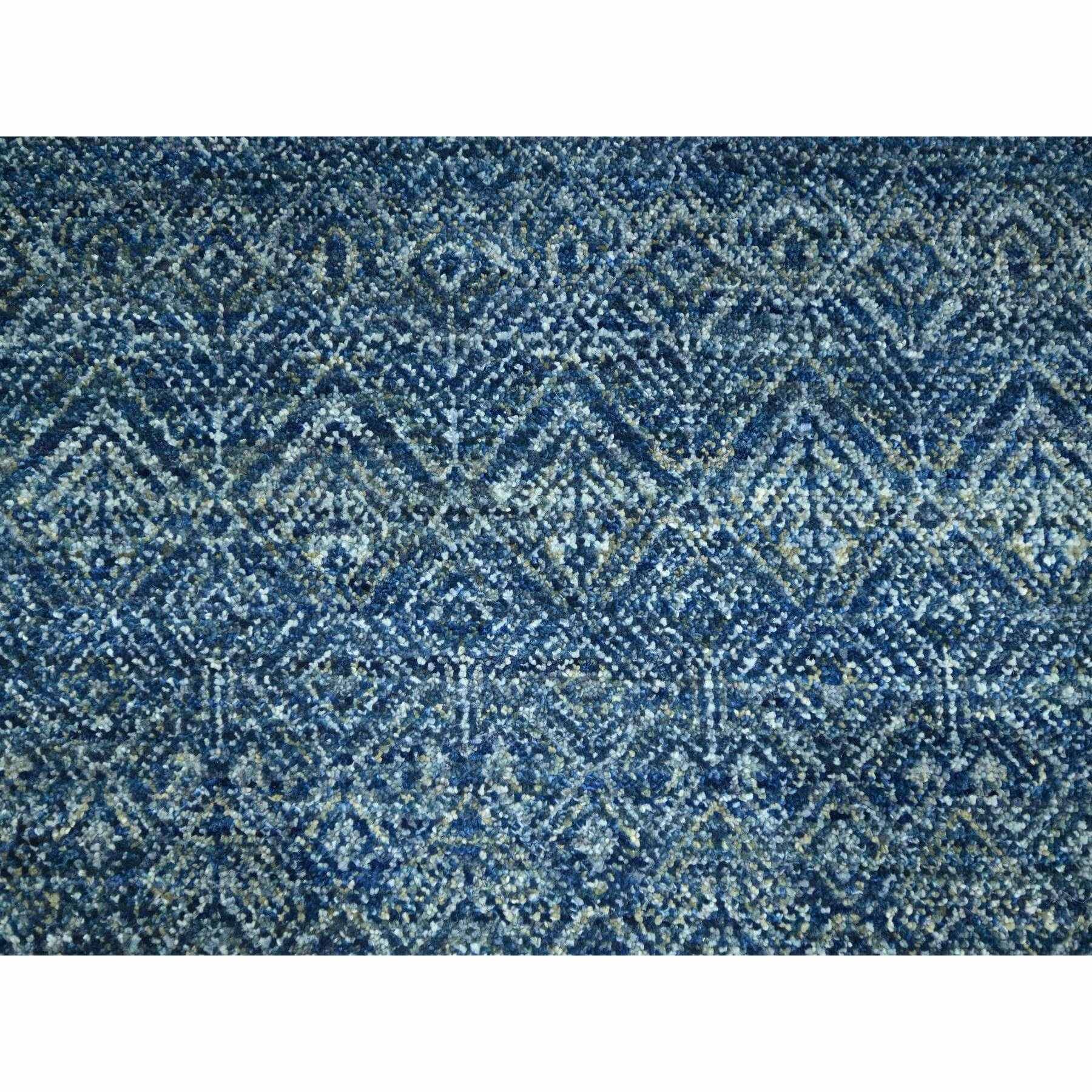 8'x10' Aegean Blue, Kohinoor Herat Pattern, Small Geometric Repetitive Diamond Design, Pure Wool, Tone On Tone, Hand Knotted, Borderless, Soft To The Touch, Oriental Rug Sh76383