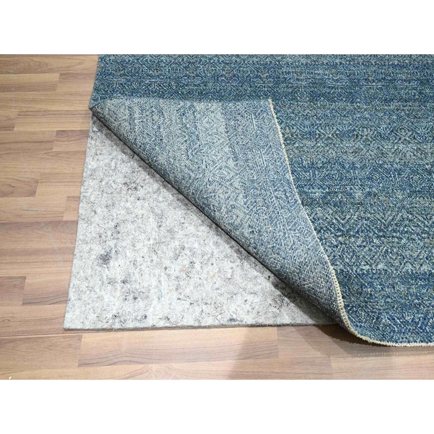 8'x10' Denim Blue, Kohinoor Herat Pattern, Small Geometric Repetitive Diamond Design, Pure Wool, Tone On Tone, Borderless, Soft Pile, Hand Knotted, Oriental Rug Sh76384
