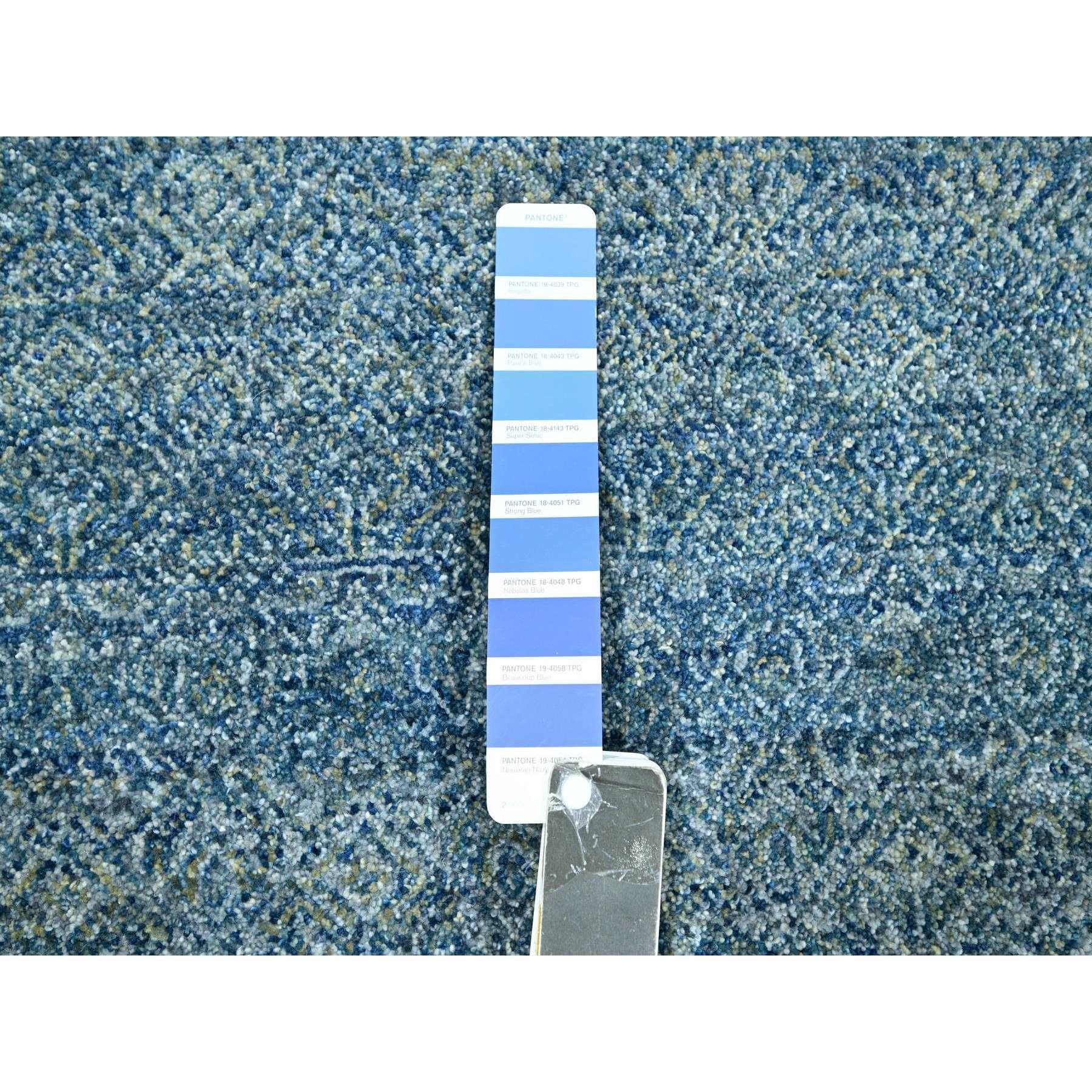 8'x10' Denim Blue, Kohinoor Herat Pattern, Small Geometric Repetitive Diamond Design, Pure Wool, Tone On Tone, Borderless, Soft Pile, Hand Knotted, Oriental Rug Sh76384