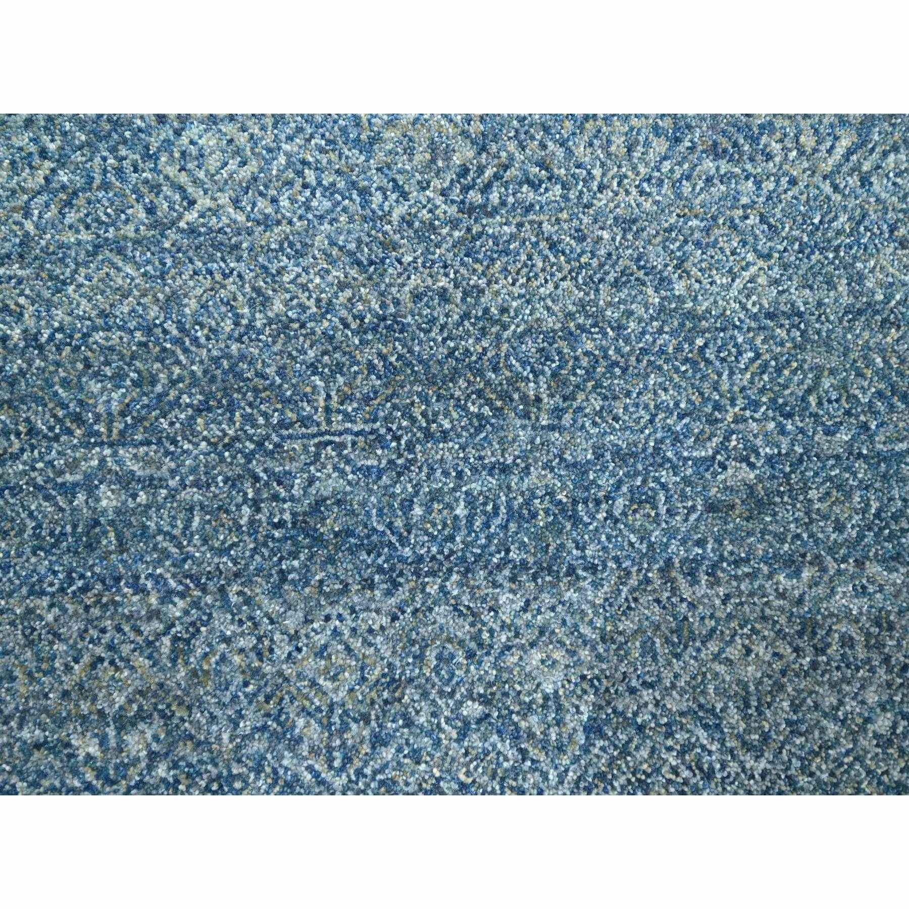 8'x10' Denim Blue, Kohinoor Herat Pattern, Small Geometric Repetitive Diamond Design, Pure Wool, Tone On Tone, Borderless, Soft Pile, Hand Knotted, Oriental Rug Sh76384