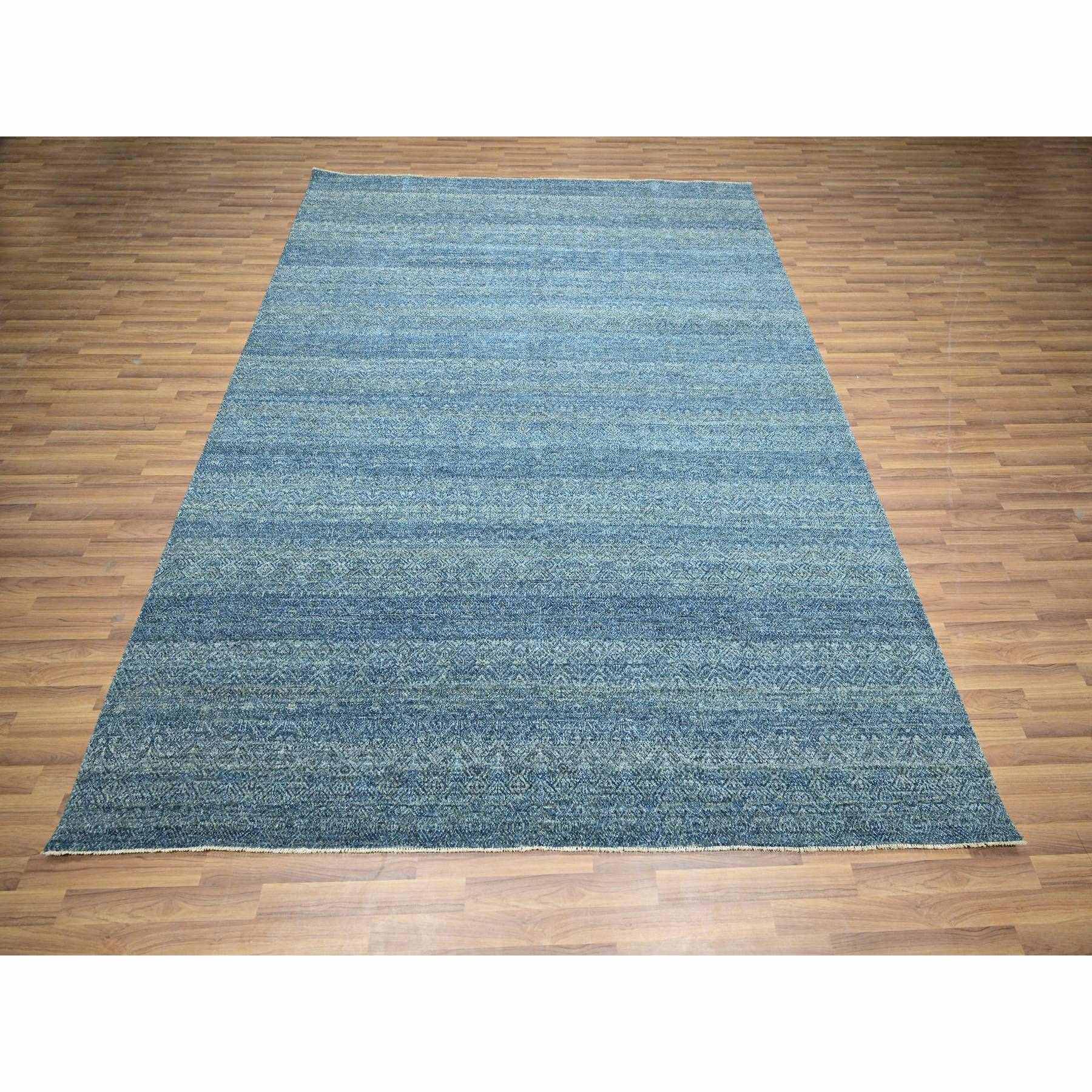 8'x10' Imperial Blue, Small Geometric Repetitive Diamond Design, Kohinoor Herat Pattern, Pure Wool, Tone On Tone, Hand Knotted, Borderless, Soft To The Touch, Oriental Rug Sh76385