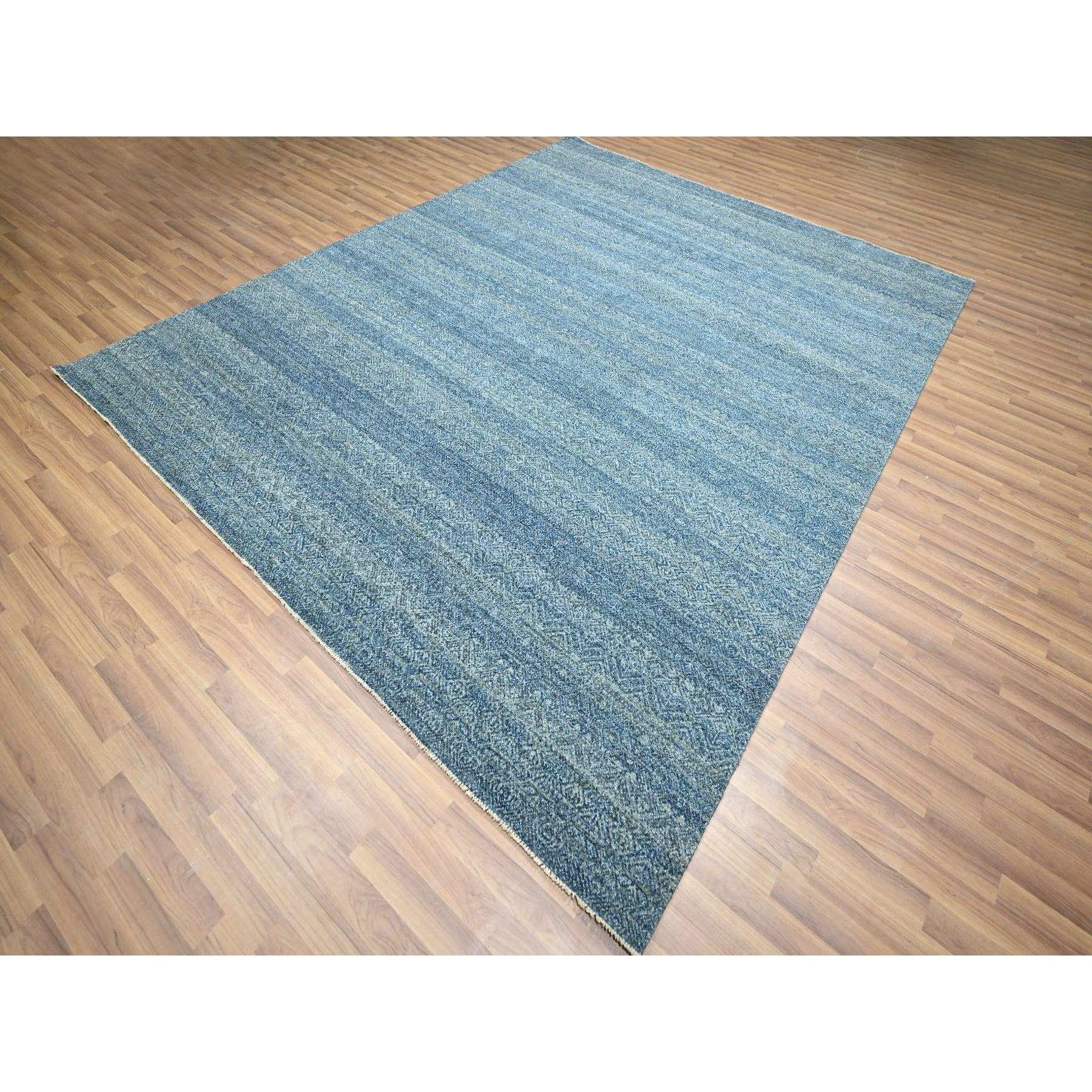 8'x10' Imperial Blue, Small Geometric Repetitive Diamond Design, Kohinoor Herat Pattern, Pure Wool, Tone On Tone, Hand Knotted, Borderless, Soft To The Touch, Oriental Rug Sh76385