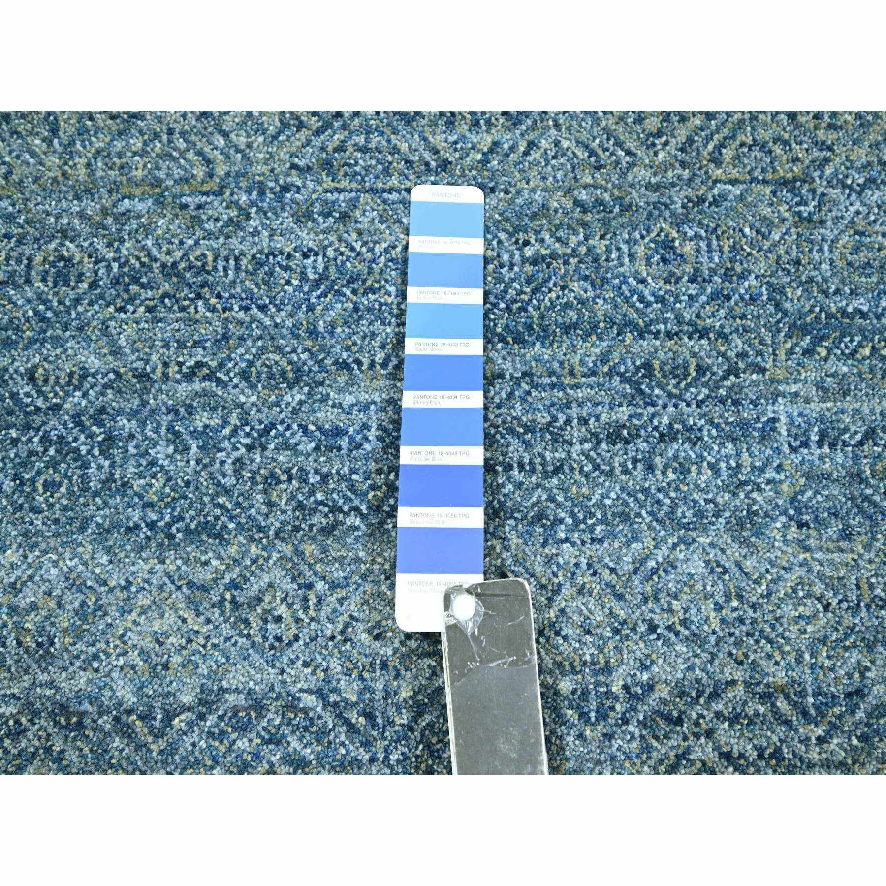 8'x10' Imperial Blue, Small Geometric Repetitive Diamond Design, Kohinoor Herat Pattern, Pure Wool, Tone On Tone, Hand Knotted, Borderless, Soft To The Touch, Oriental Rug Sh76385