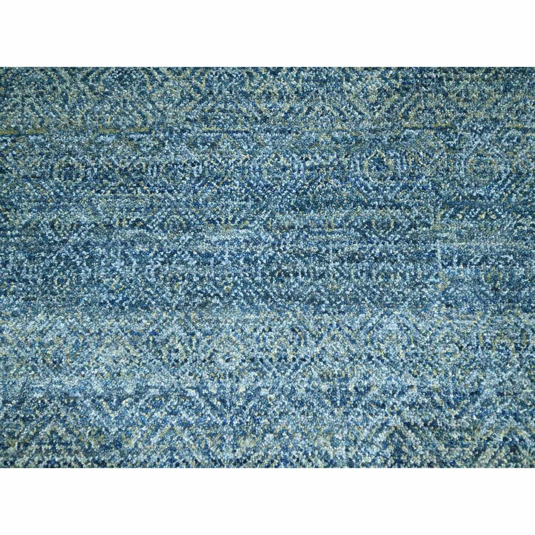 8'x10' Imperial Blue, Small Geometric Repetitive Diamond Design, Kohinoor Herat Pattern, Pure Wool, Tone On Tone, Hand Knotted, Borderless, Soft To The Touch, Oriental Rug Sh76385