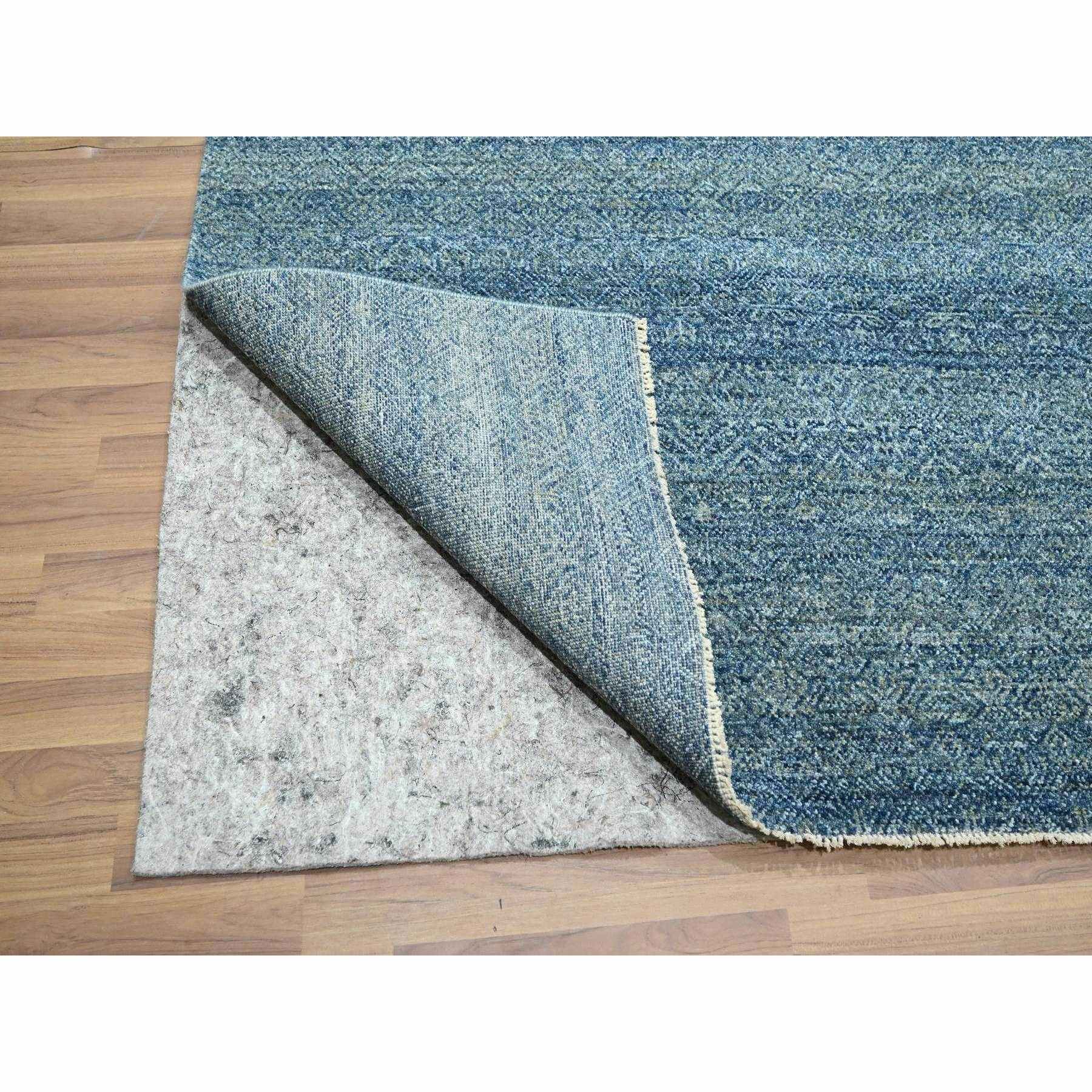 9'x12'1" Yale Blue, Kohinoor Herat Pattern, Small Geometric Repetitive Diamond Design, Pure Wool, Tone On Tone, Hand Knotted, Borderless, Soft To The Touch, Oriental Rug Sh76386