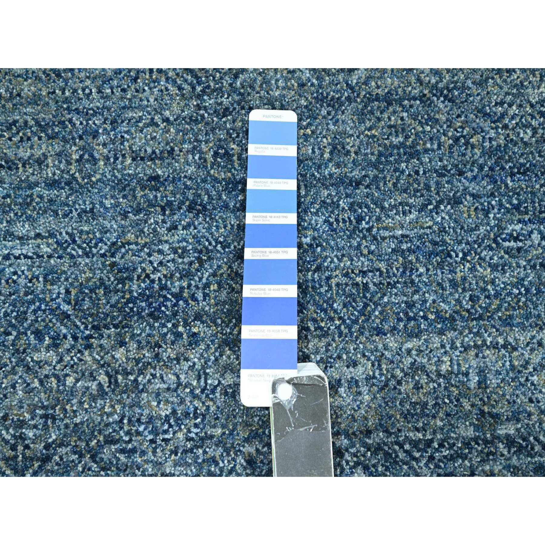 9'x12'1" Yale Blue, Kohinoor Herat Pattern, Small Geometric Repetitive Diamond Design, Pure Wool, Tone On Tone, Hand Knotted, Borderless, Soft To The Touch, Oriental Rug Sh76386