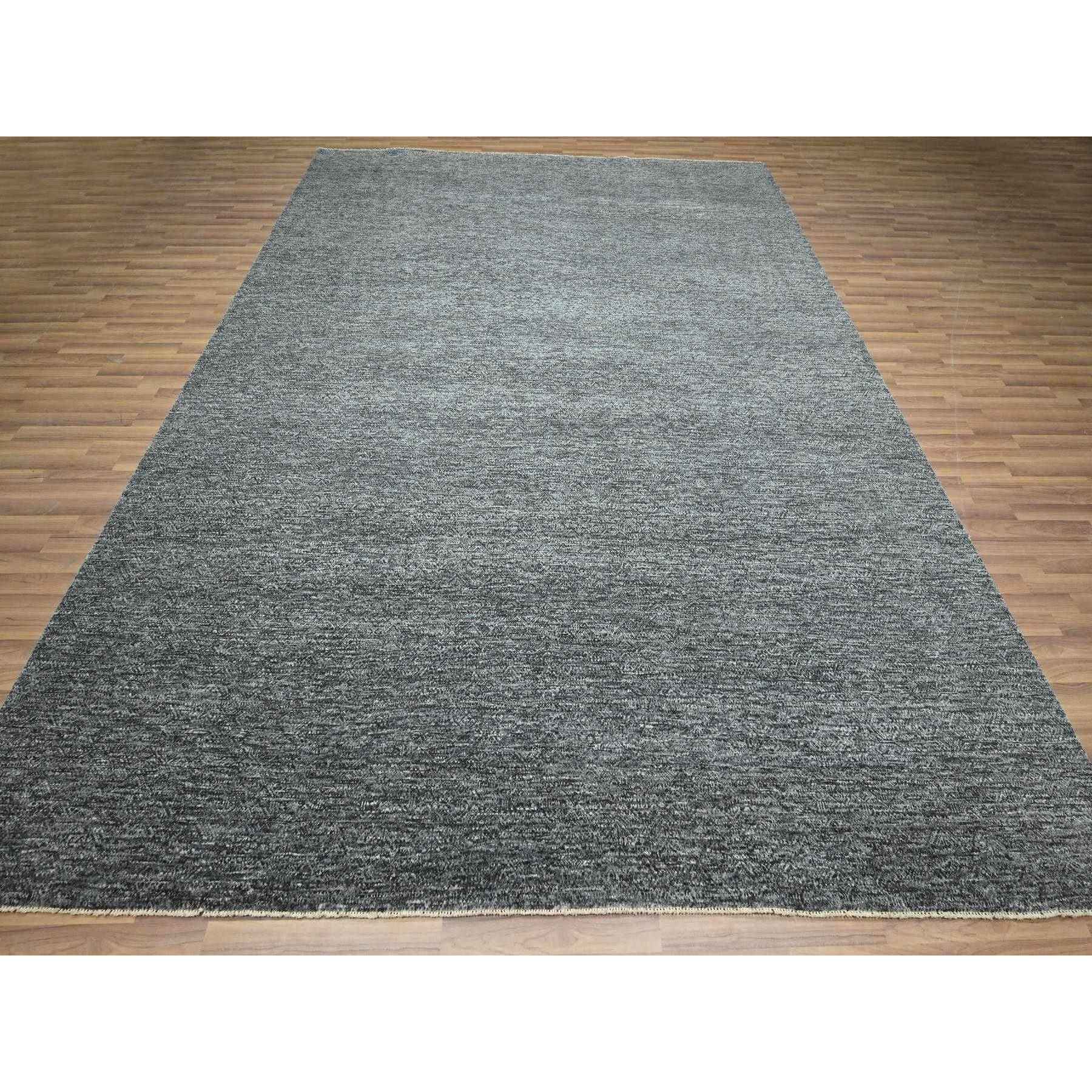 9'1"x11'10" Nevada Gray, Kohinoor Herat with Small Geometric Repetitive Diamond Pattern, Soft Wool, Tone On Tone, Hand Knotted, Oriental Rug Sh76388