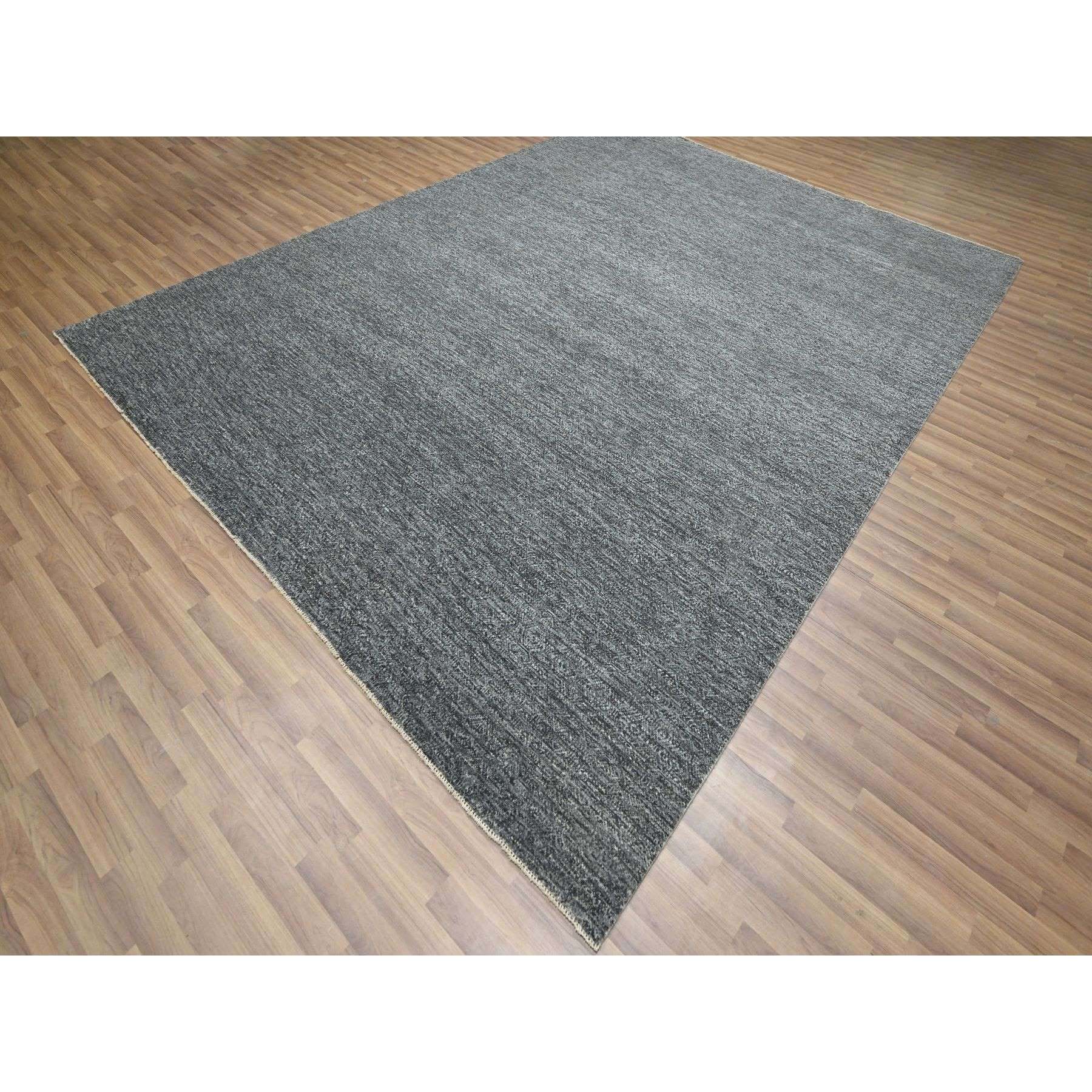9'1"x11'10" Nevada Gray, Kohinoor Herat with Small Geometric Repetitive Diamond Pattern, Soft Wool, Tone On Tone, Hand Knotted, Oriental Rug Sh76388