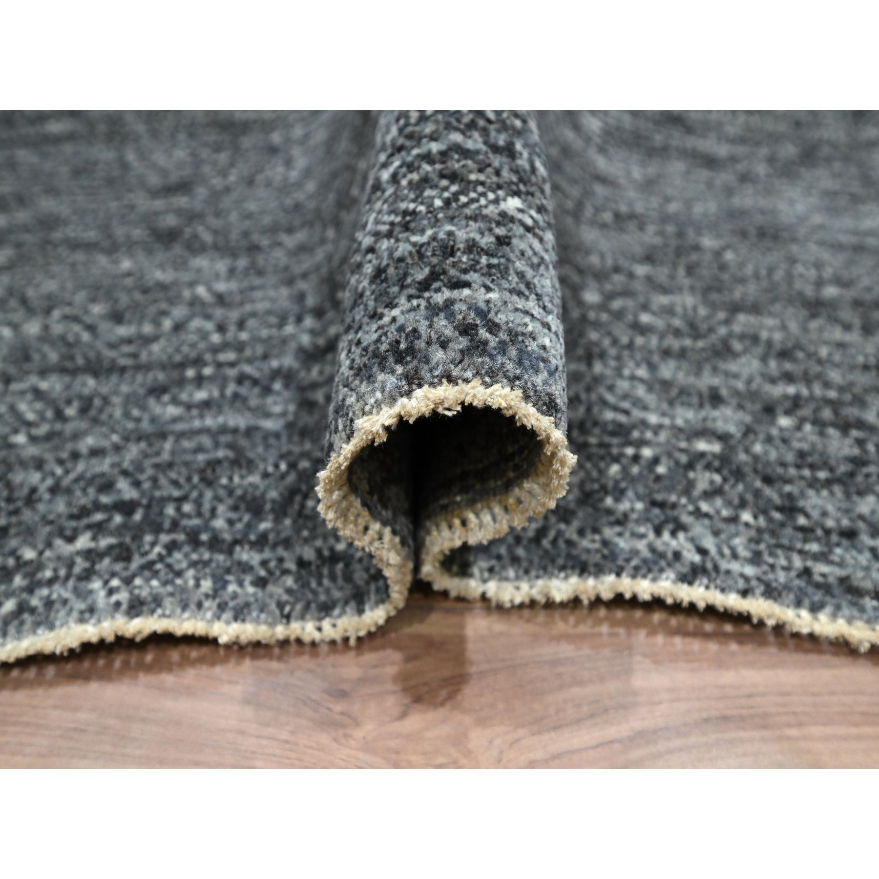 9'1"x11'10" Nevada Gray, Kohinoor Herat with Small Geometric Repetitive Diamond Pattern, Soft Wool, Tone On Tone, Hand Knotted, Oriental Rug Sh76388